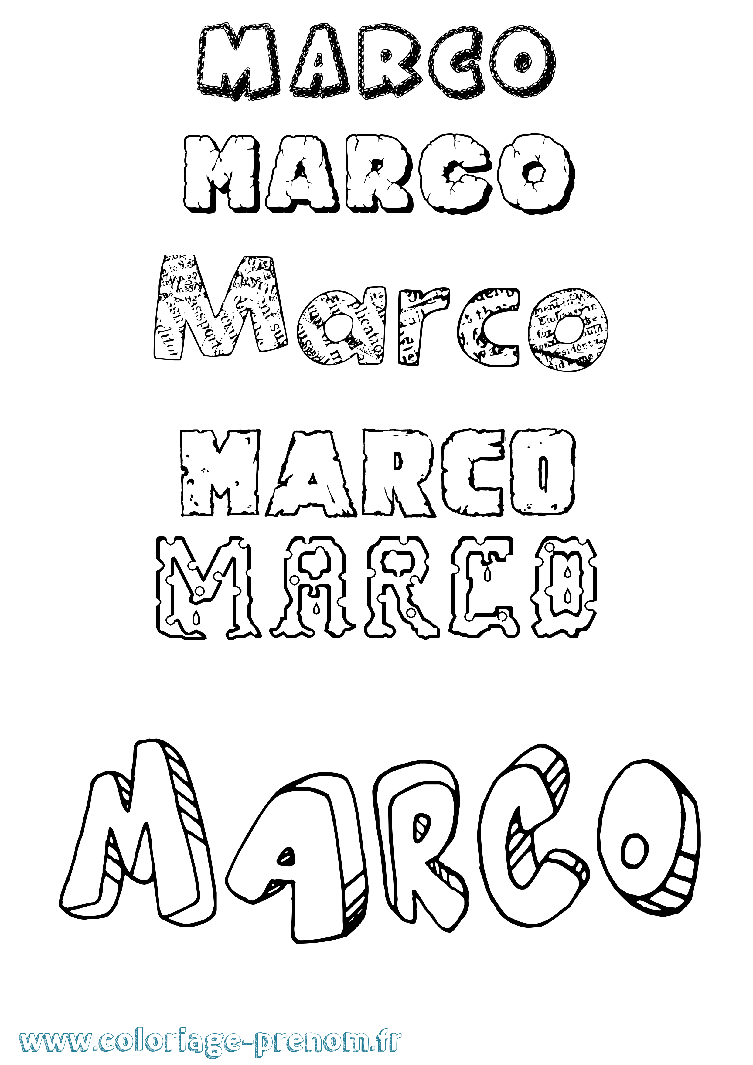 Coloriage prénom Marco Destructuré