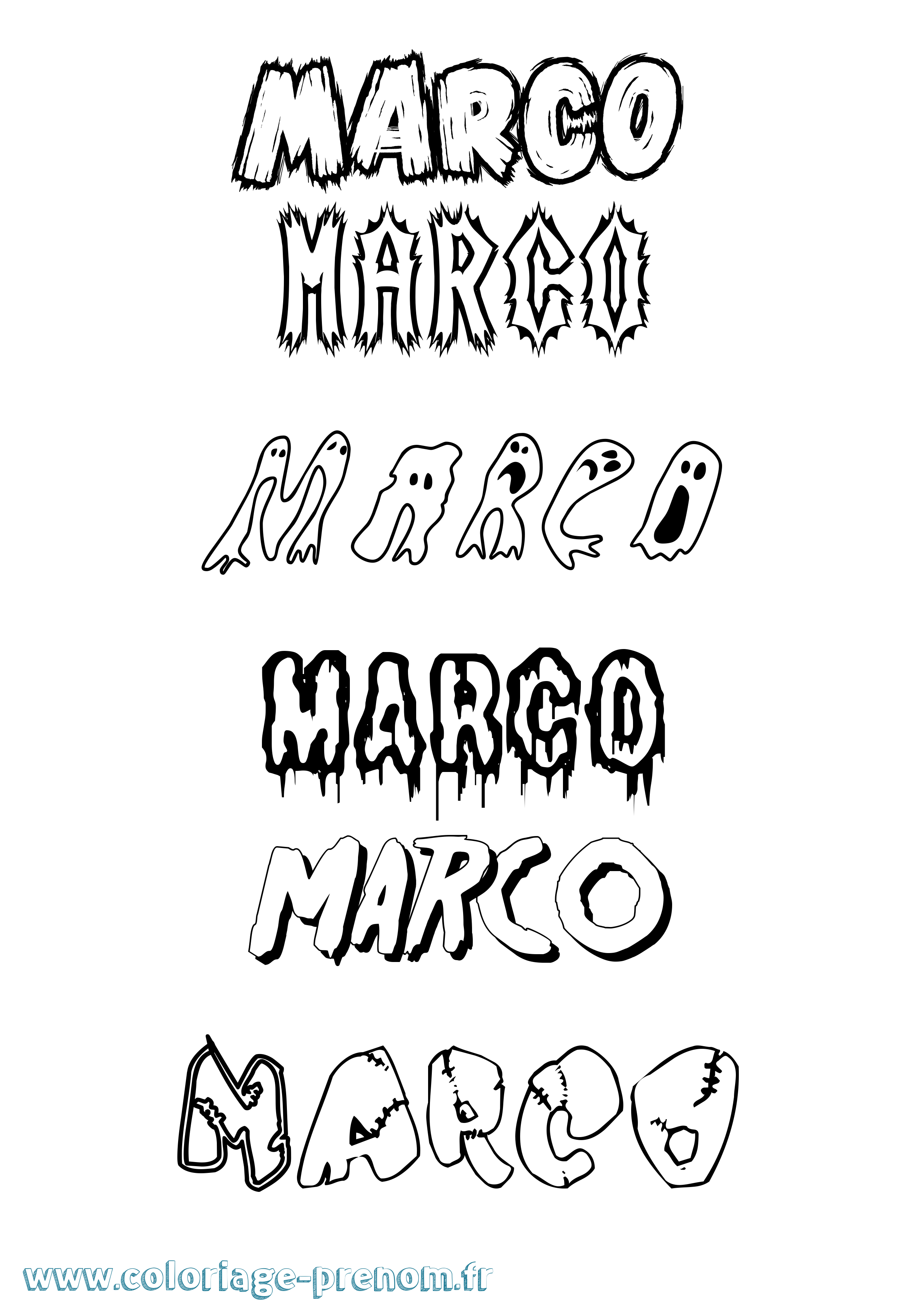 Coloriage prénom Marco Frisson
