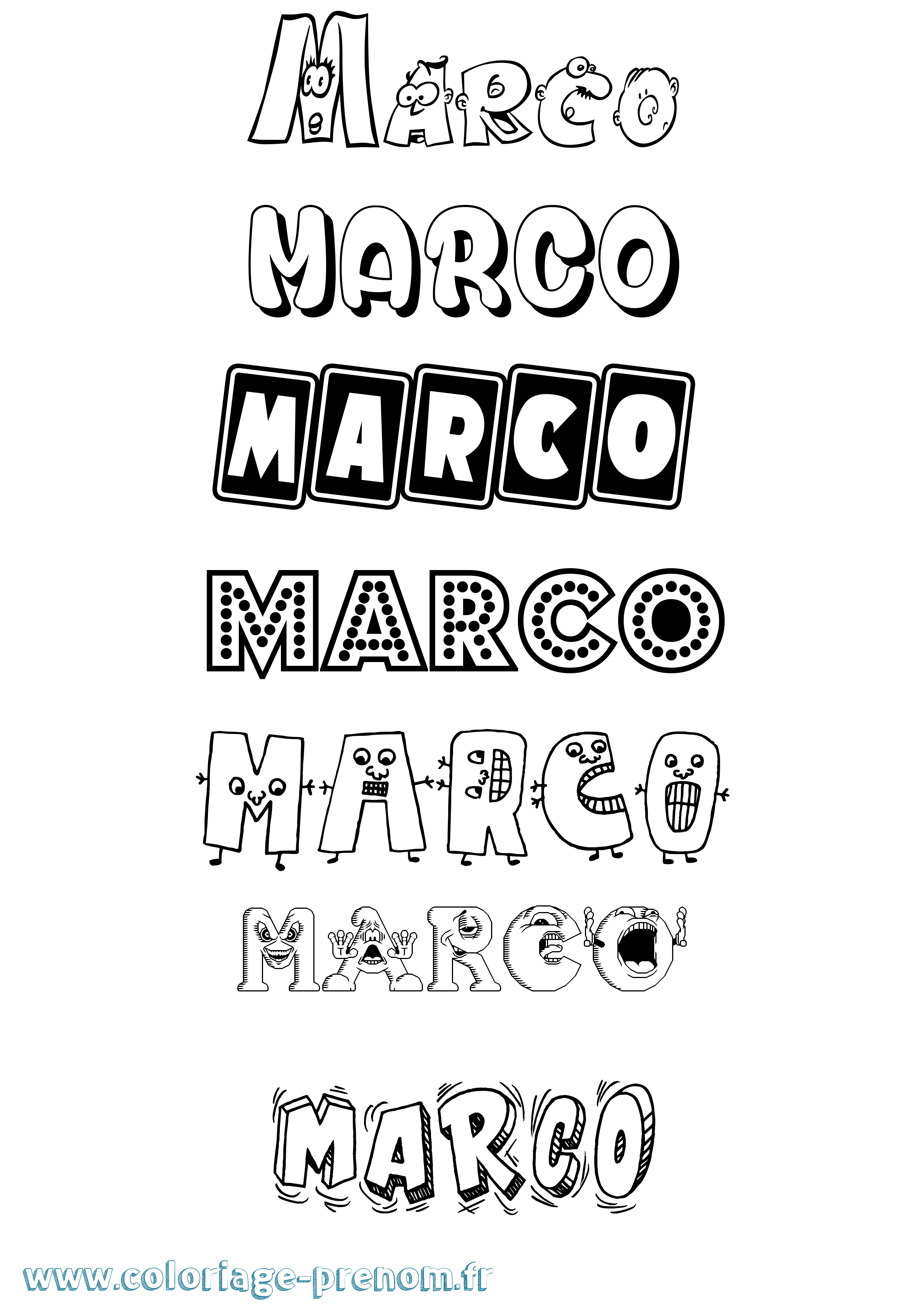Coloriage prénom Marco Fun