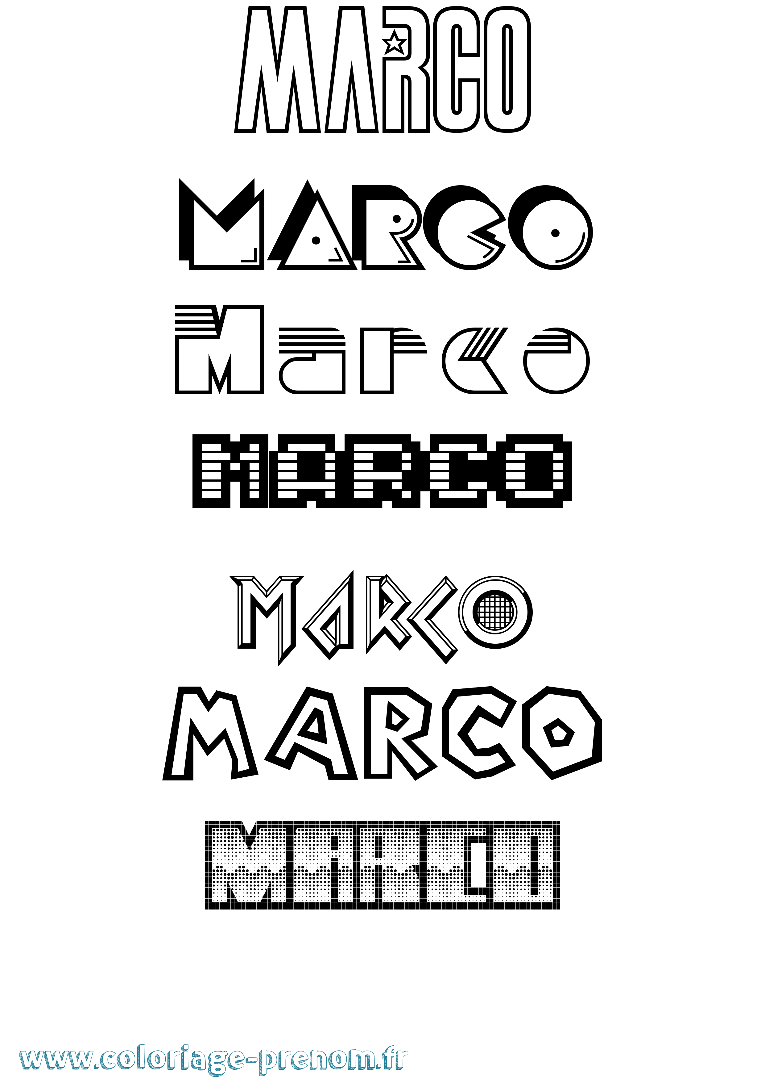 Coloriage prénom Marco Jeux Vidéos