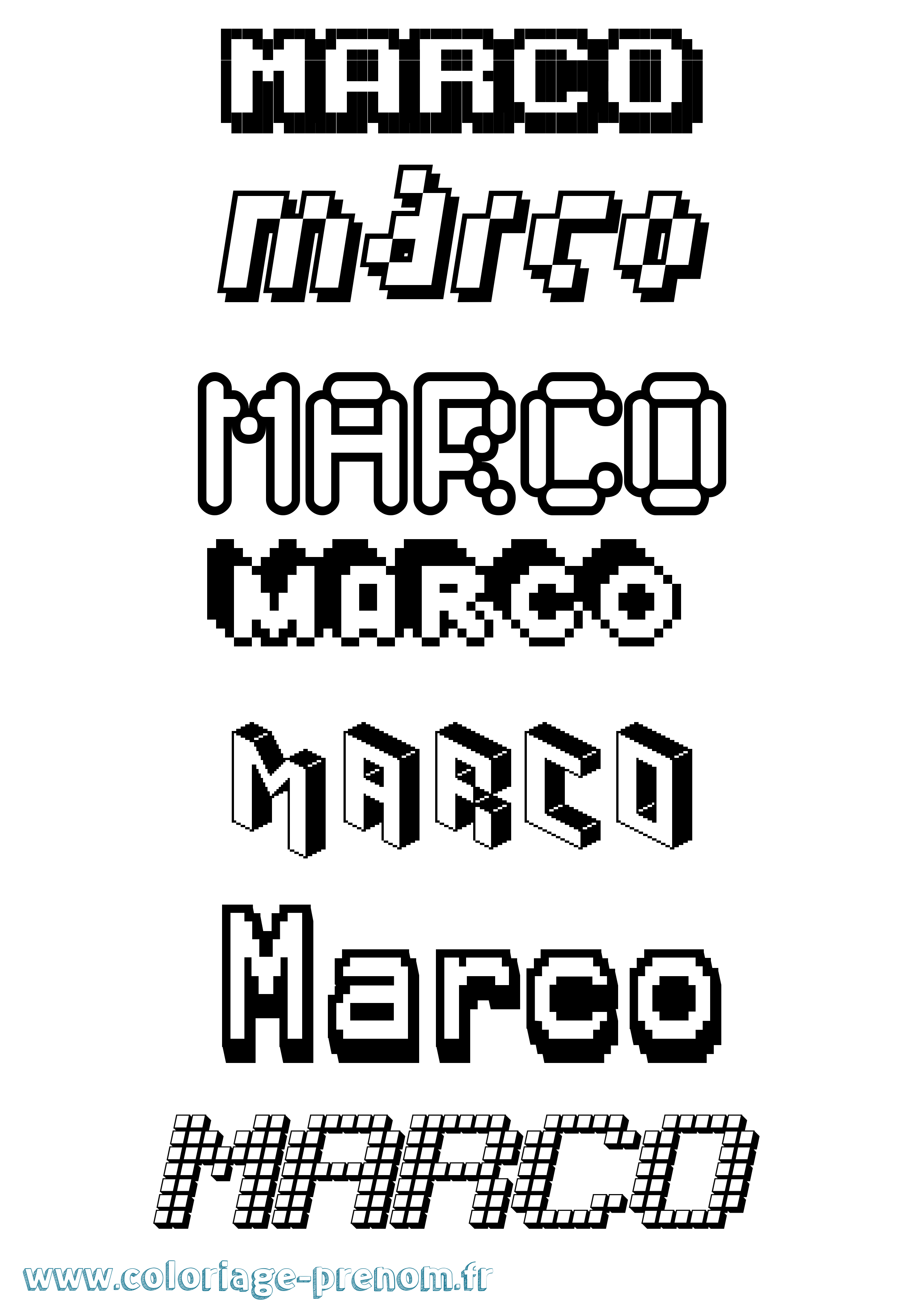Coloriage prénom Marco Pixel