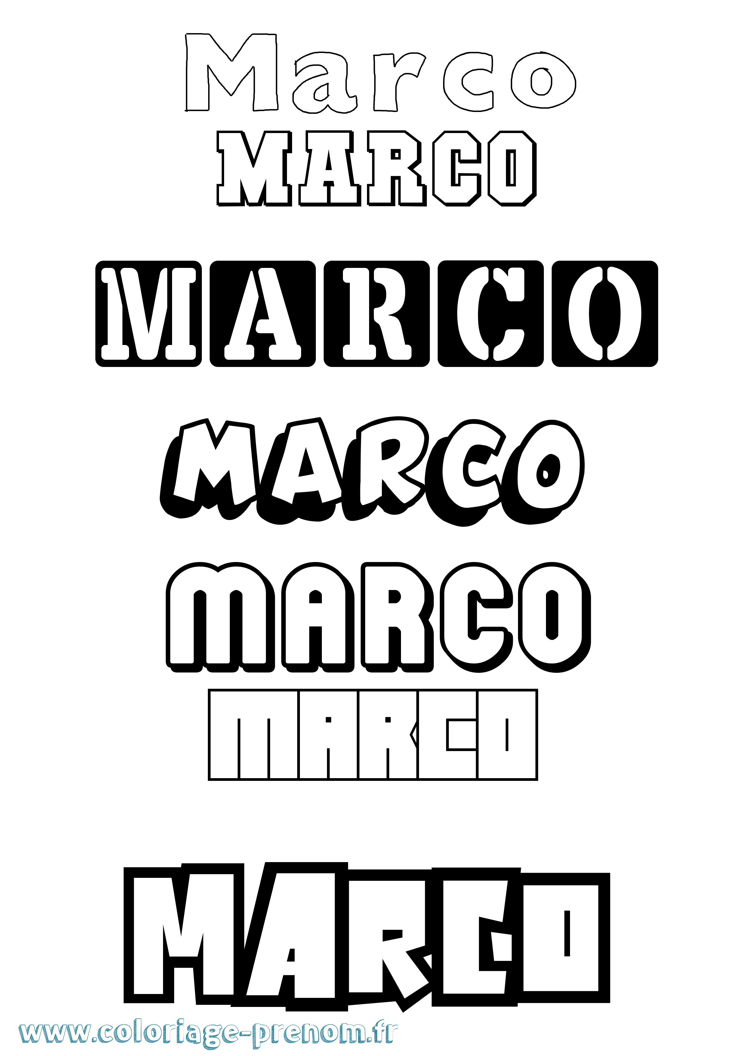 Coloriage Marco Simple Coloriage prénom Marco Simple
