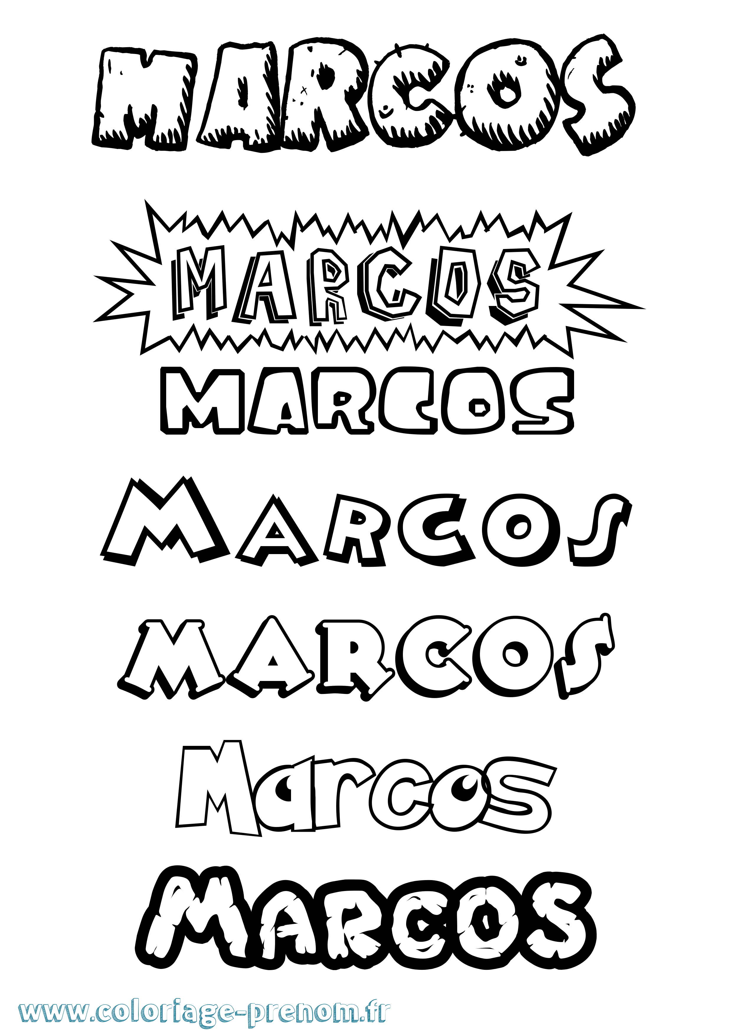 Coloriage prénom Marcos Dessin Animé