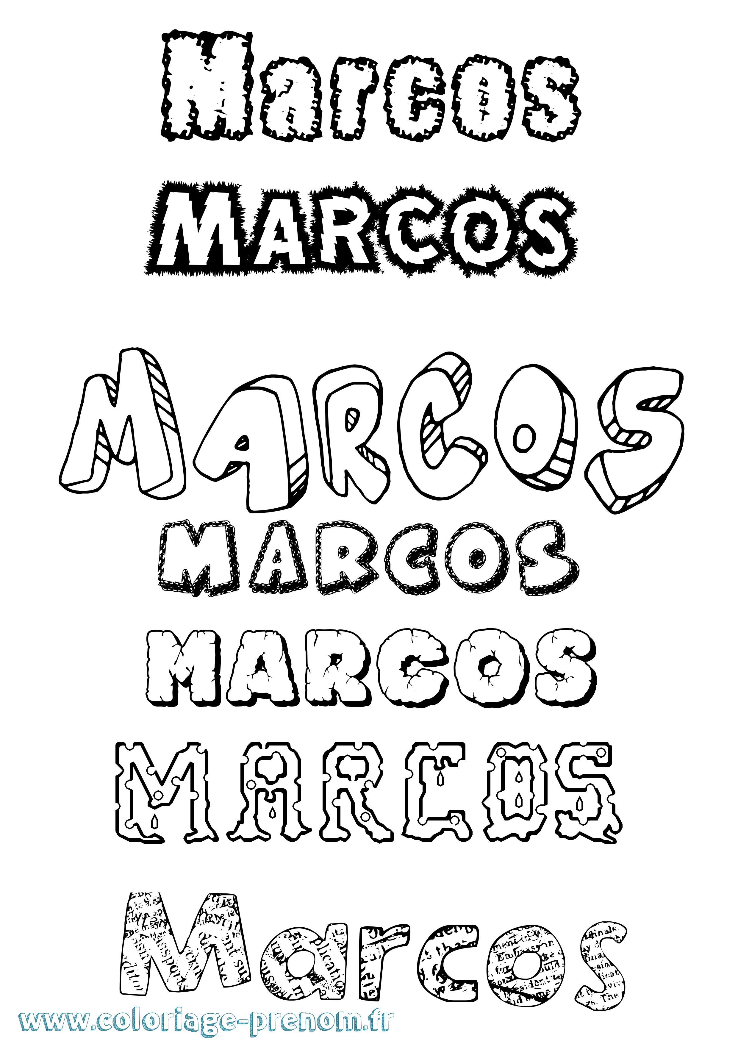 Coloriage prénom Marcos Destructuré