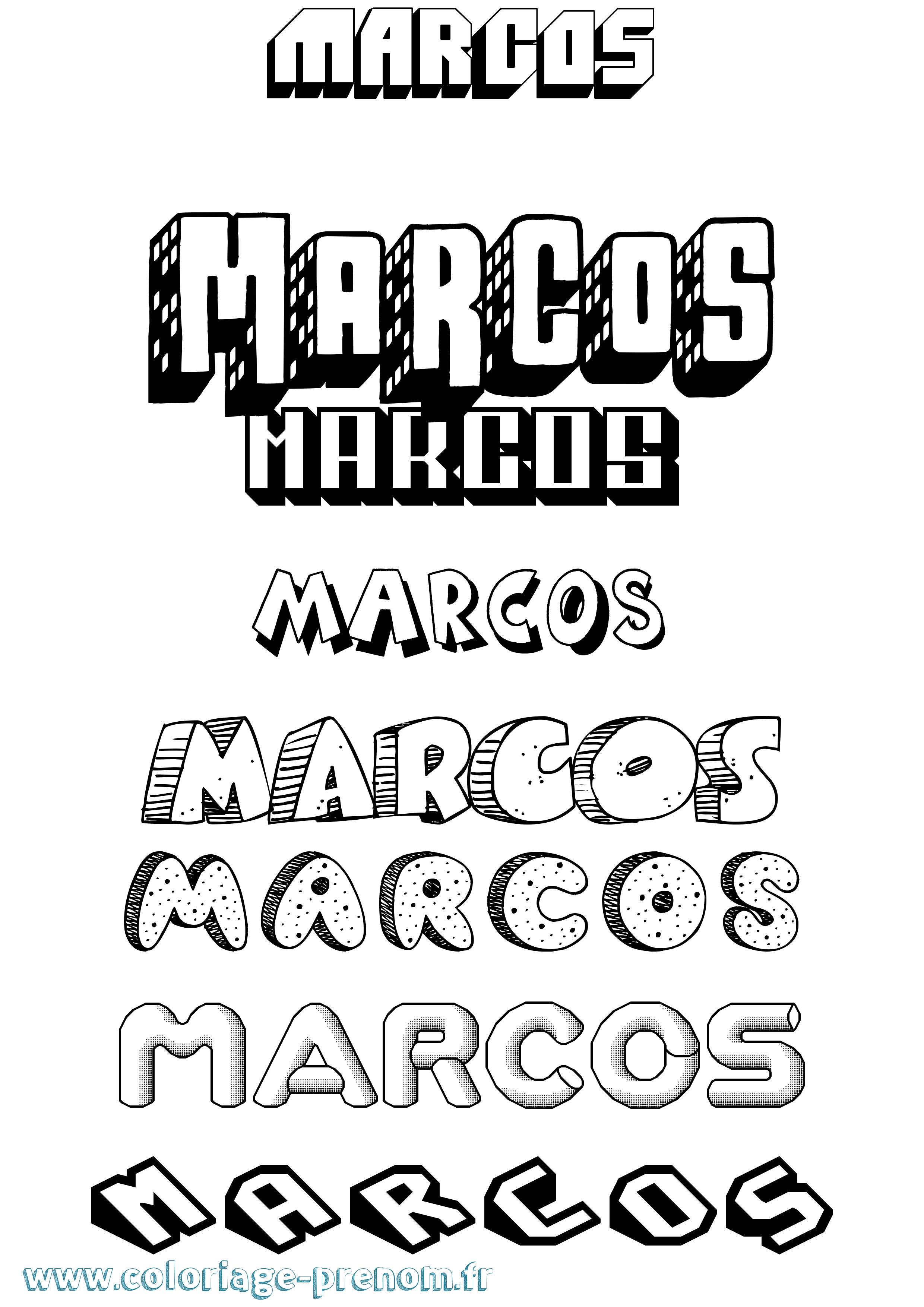 Coloriage prénom Marcos Effet 3D