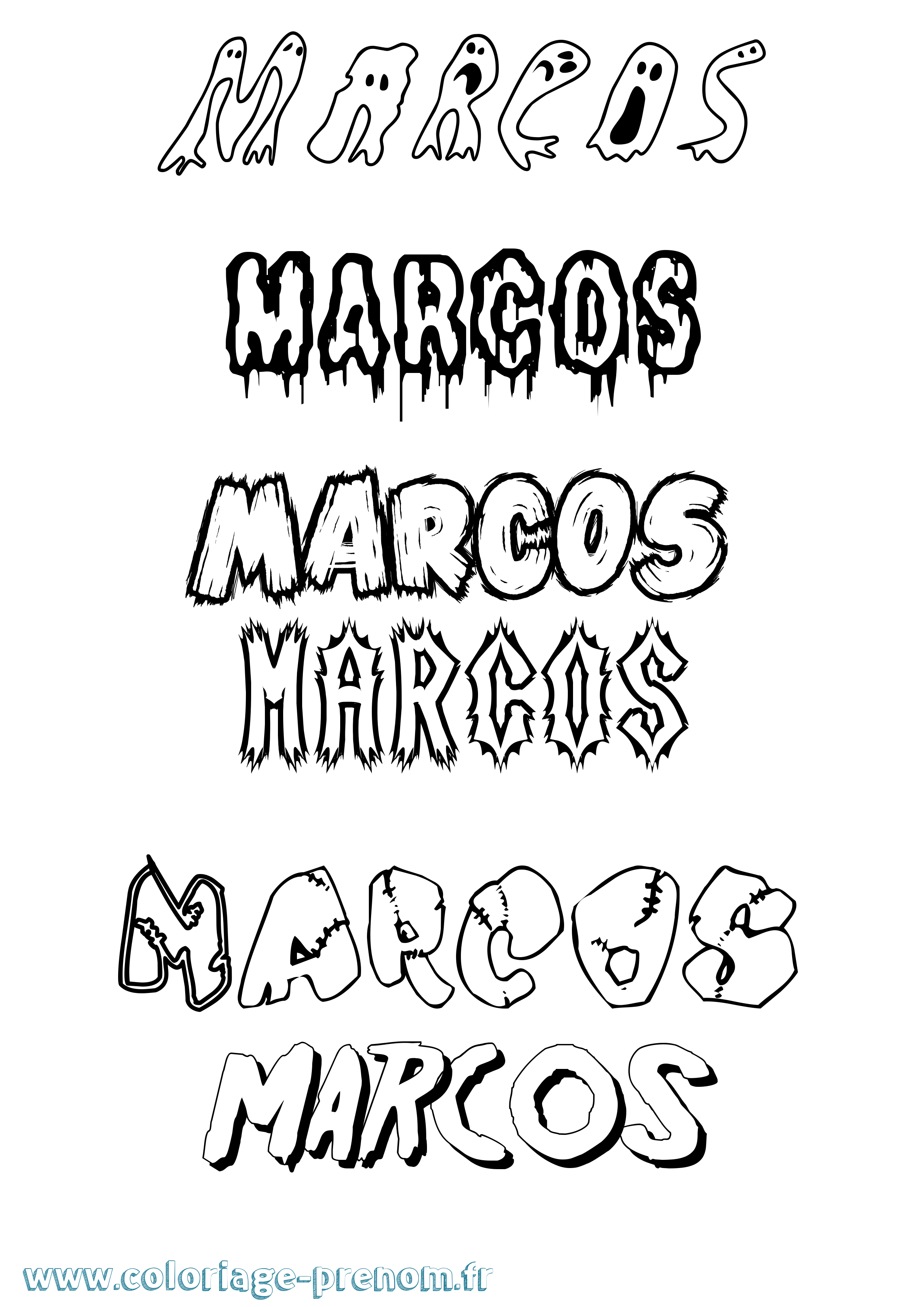 Coloriage prénom Marcos Frisson