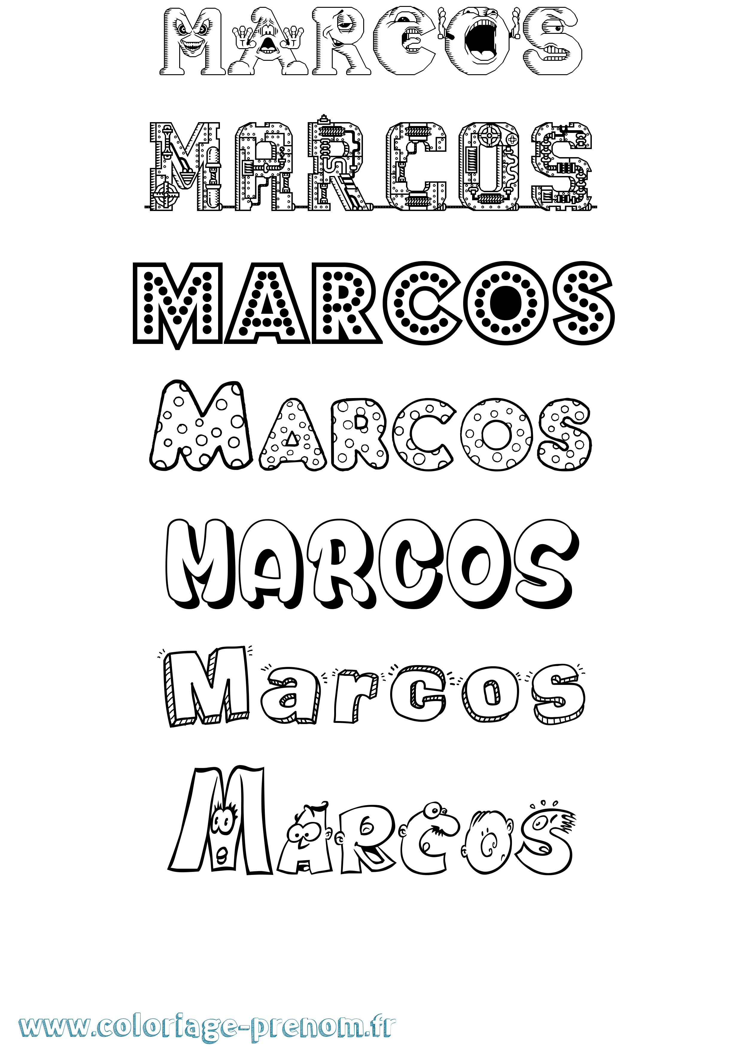 Coloriage prénom Marcos Fun