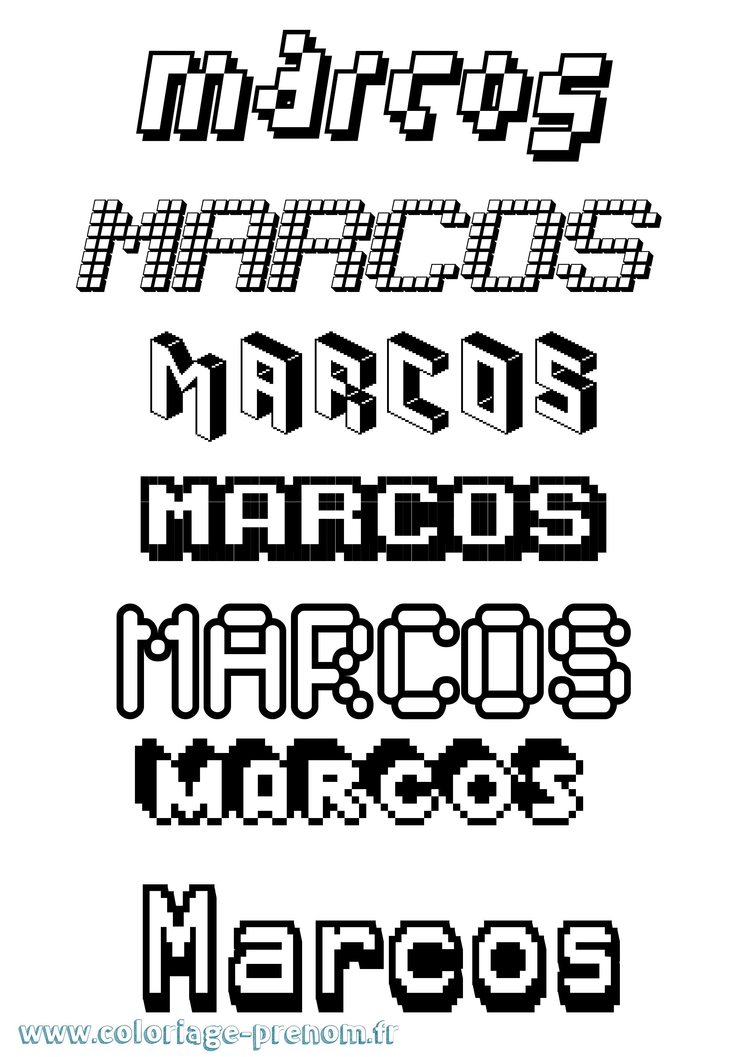Coloriage prénom Marcos Pixel