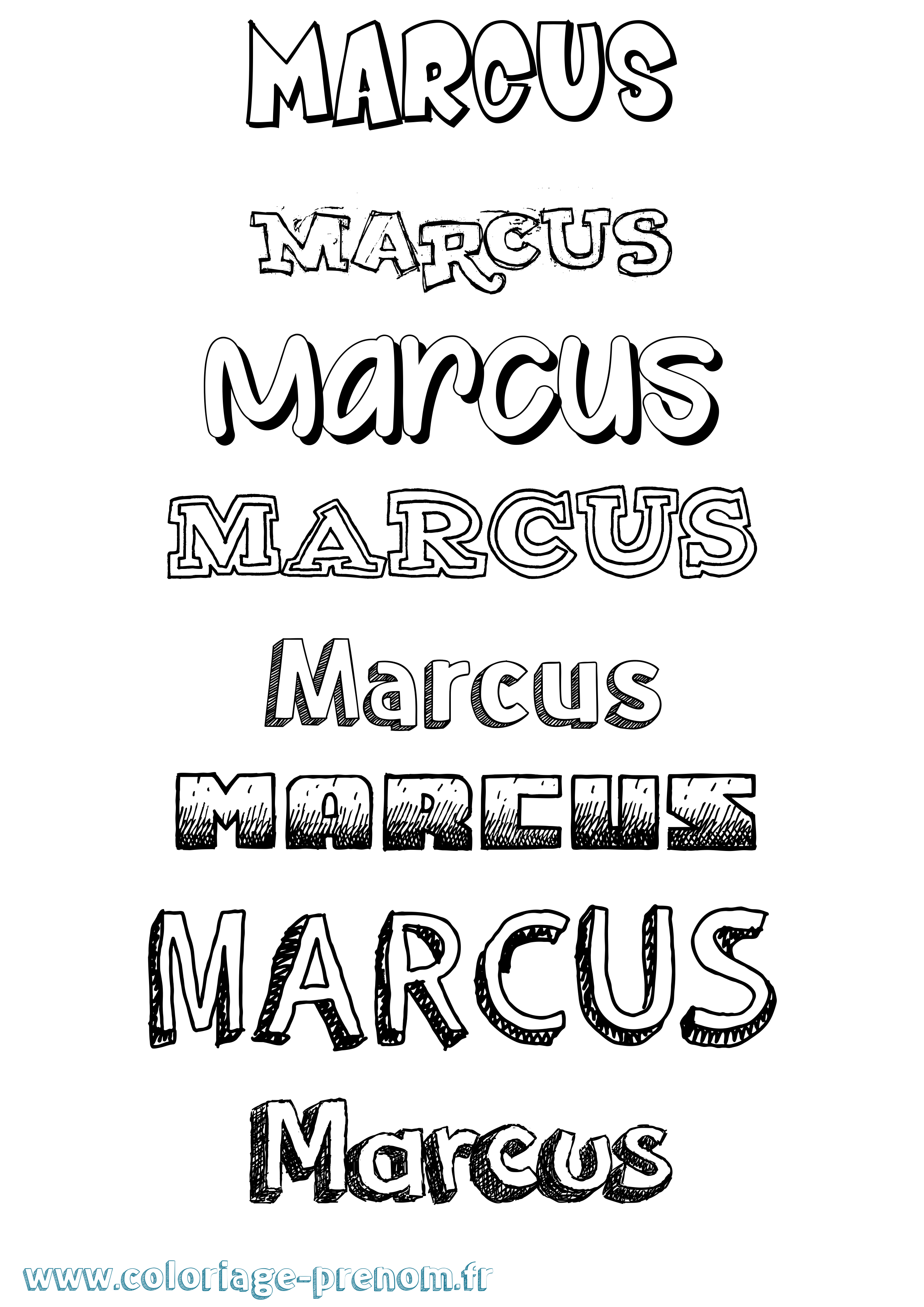 Coloriage prénom Marcus Dessiné