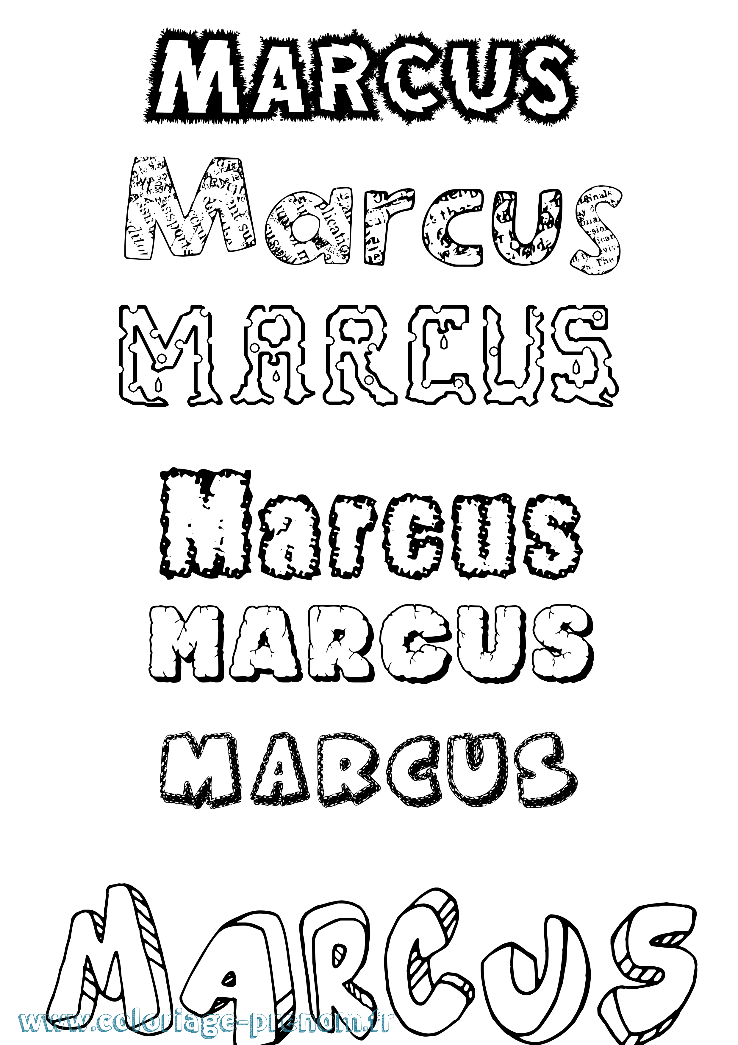Coloriage prénom Marcus Destructuré