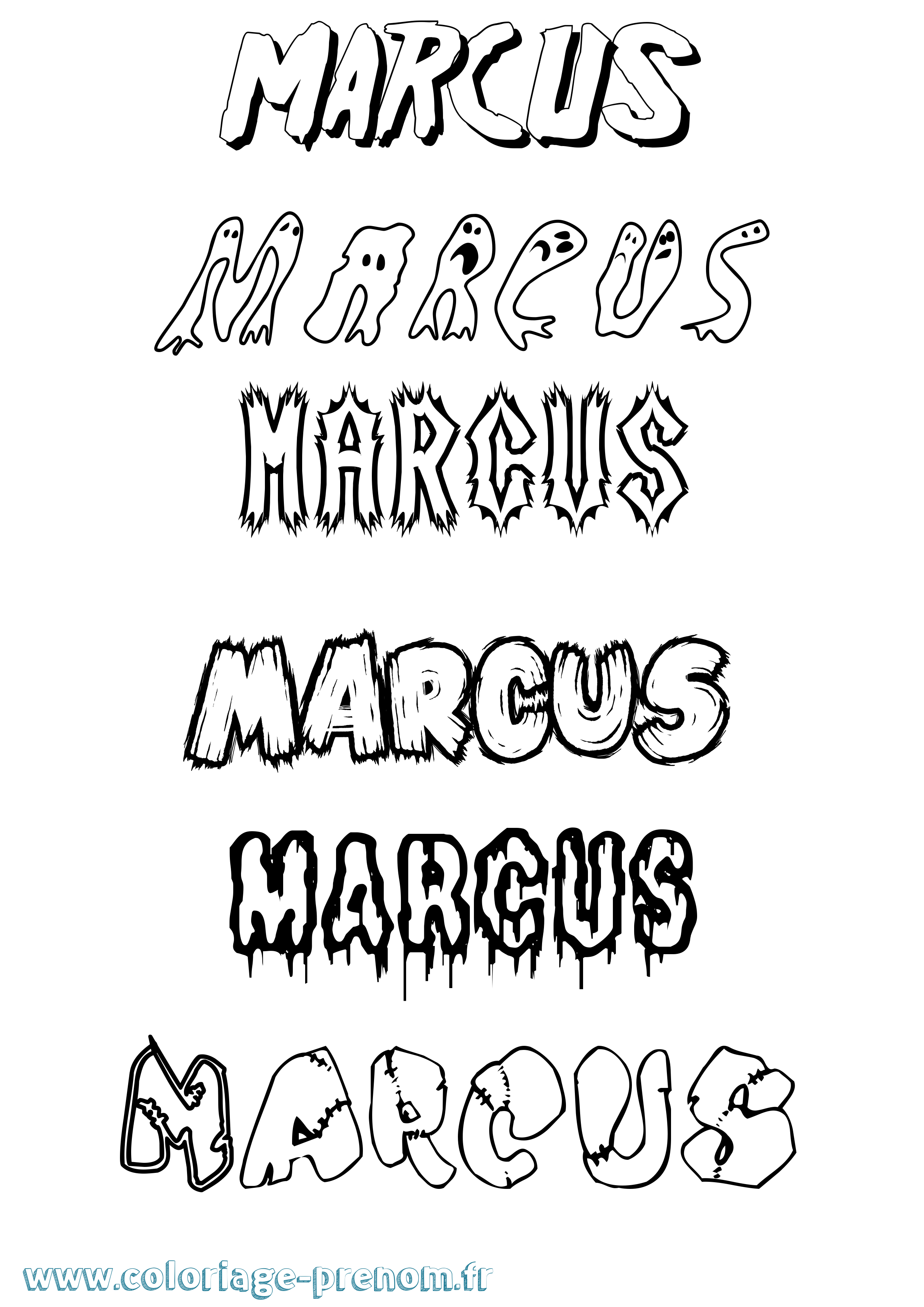 Coloriage prénom Marcus Frisson