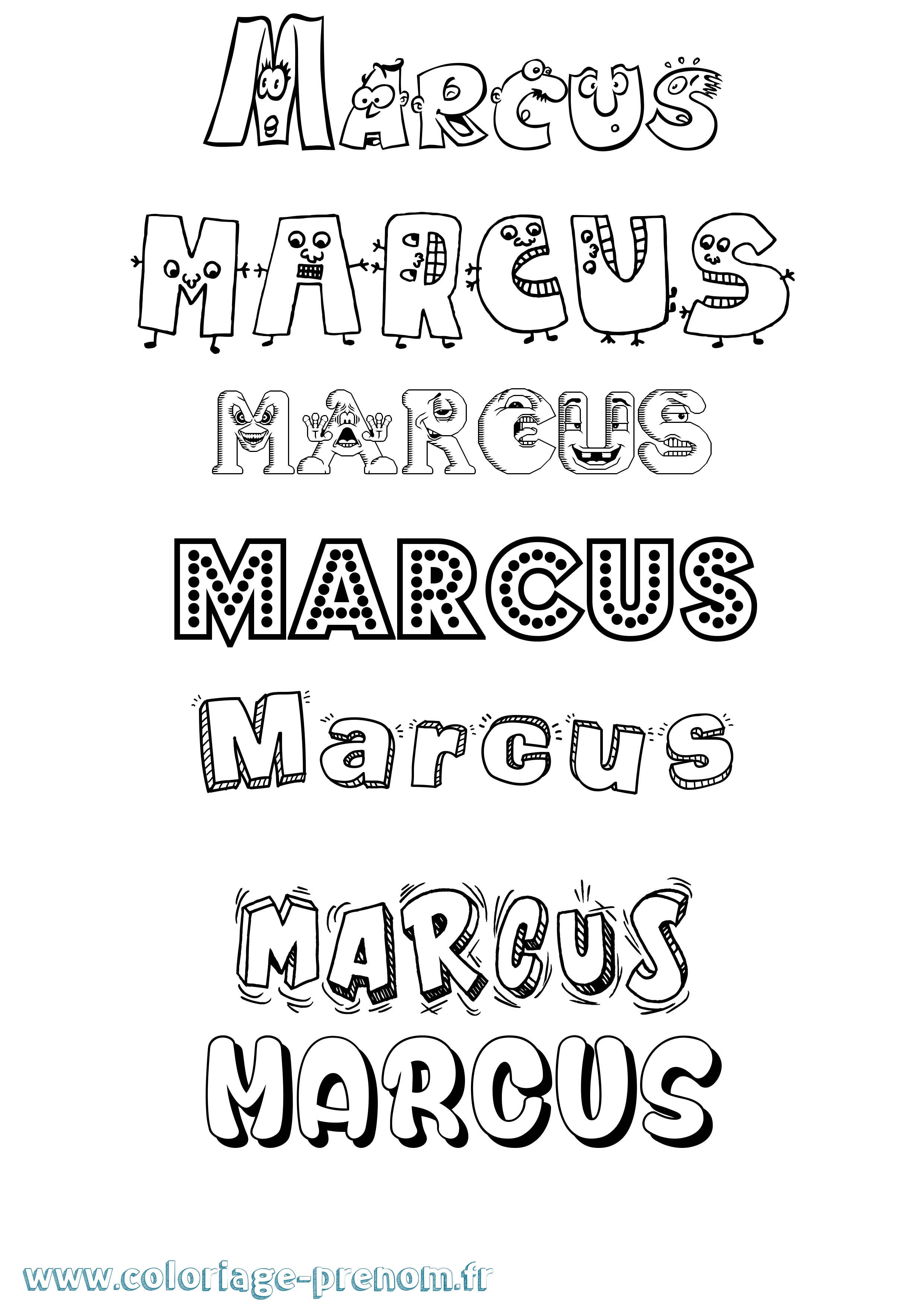 Coloriage prénom Marcus Fun