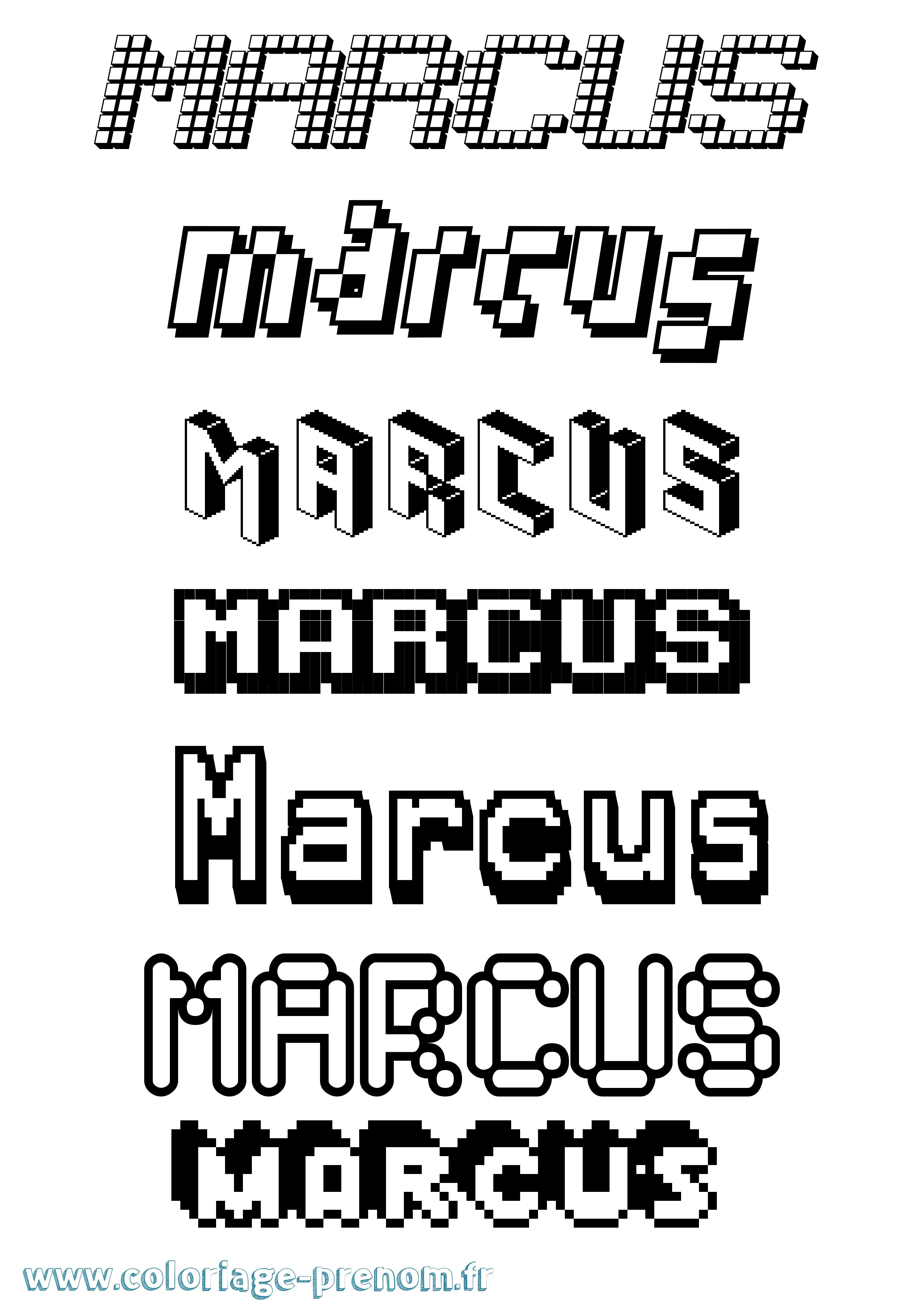 Coloriage prénom Marcus Pixel