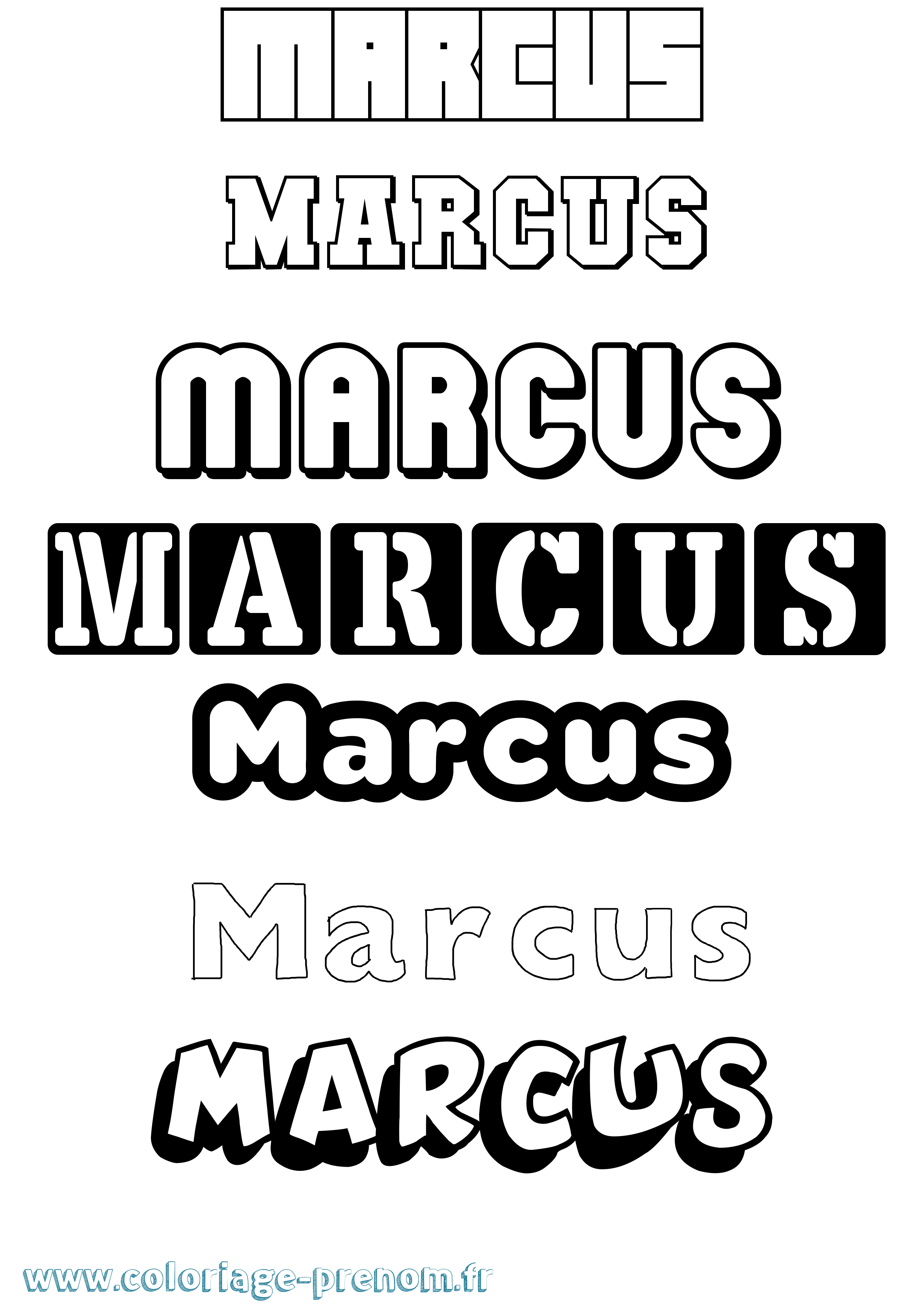 Coloriage prénom Marcus Simple