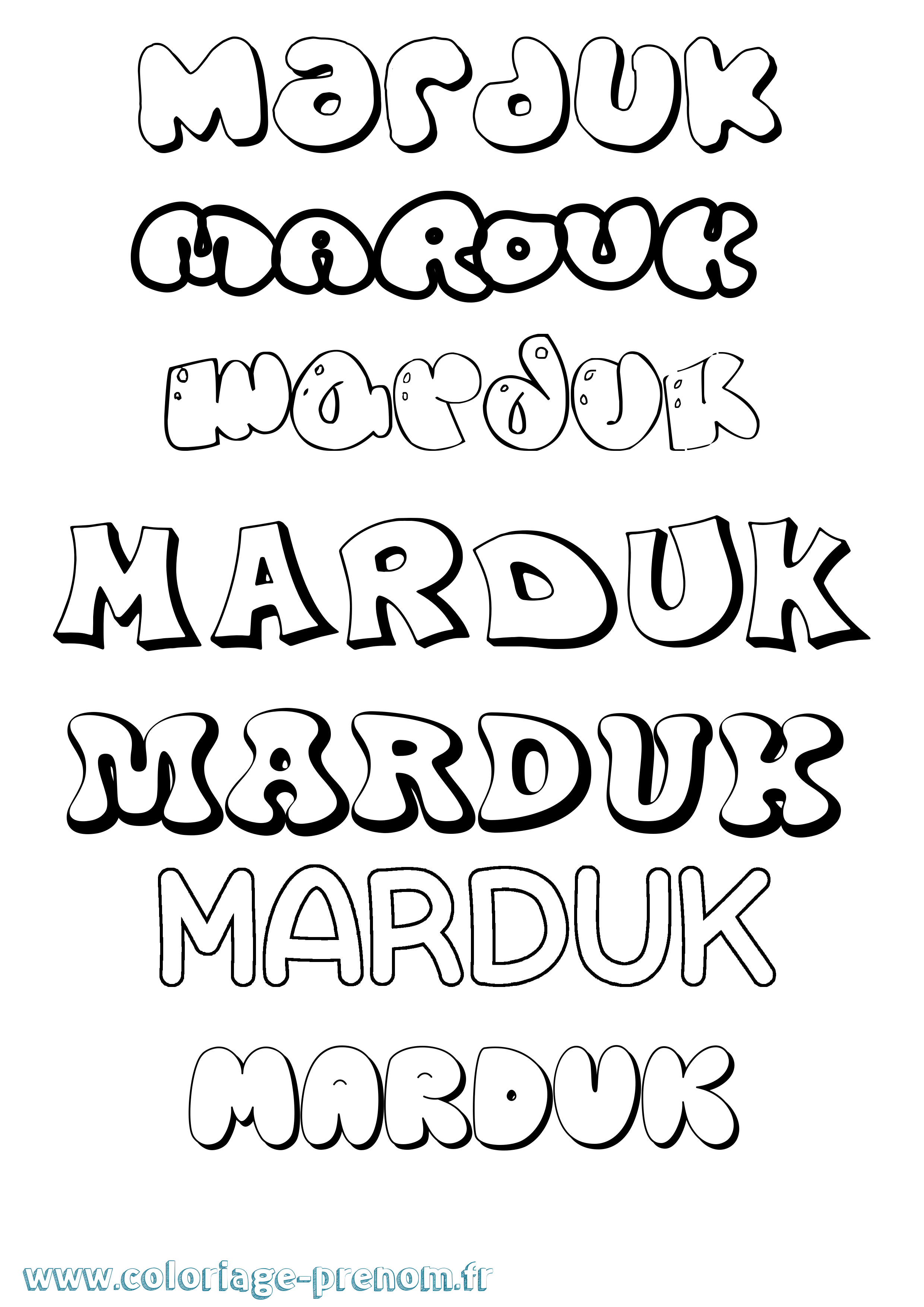 Coloriage prénom Marduk Bubble