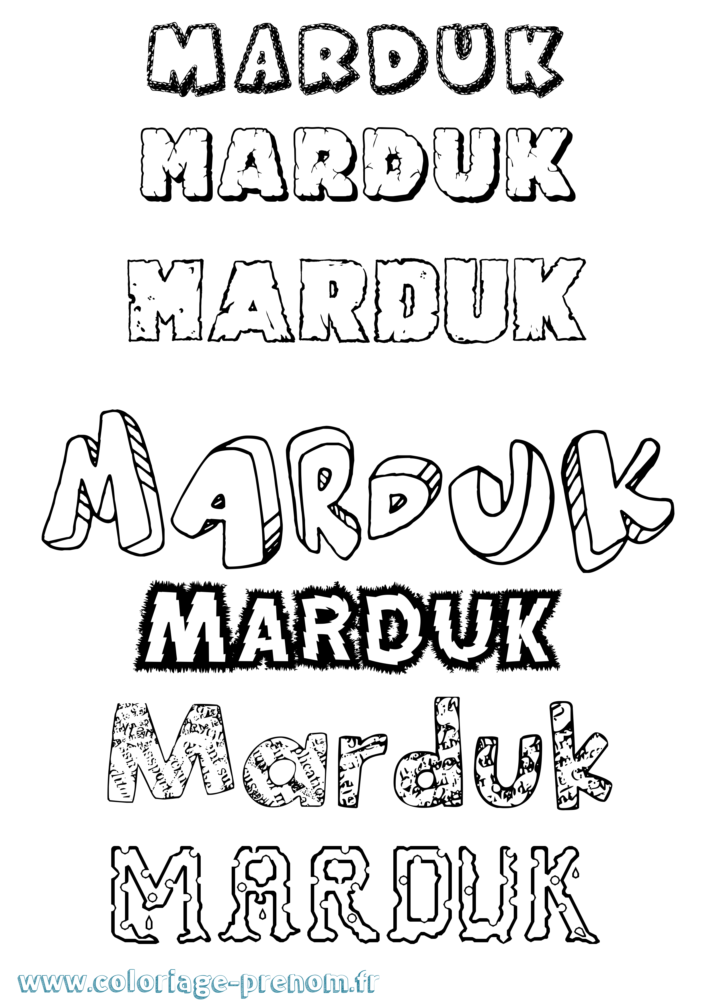Coloriage prénom Marduk Destructuré