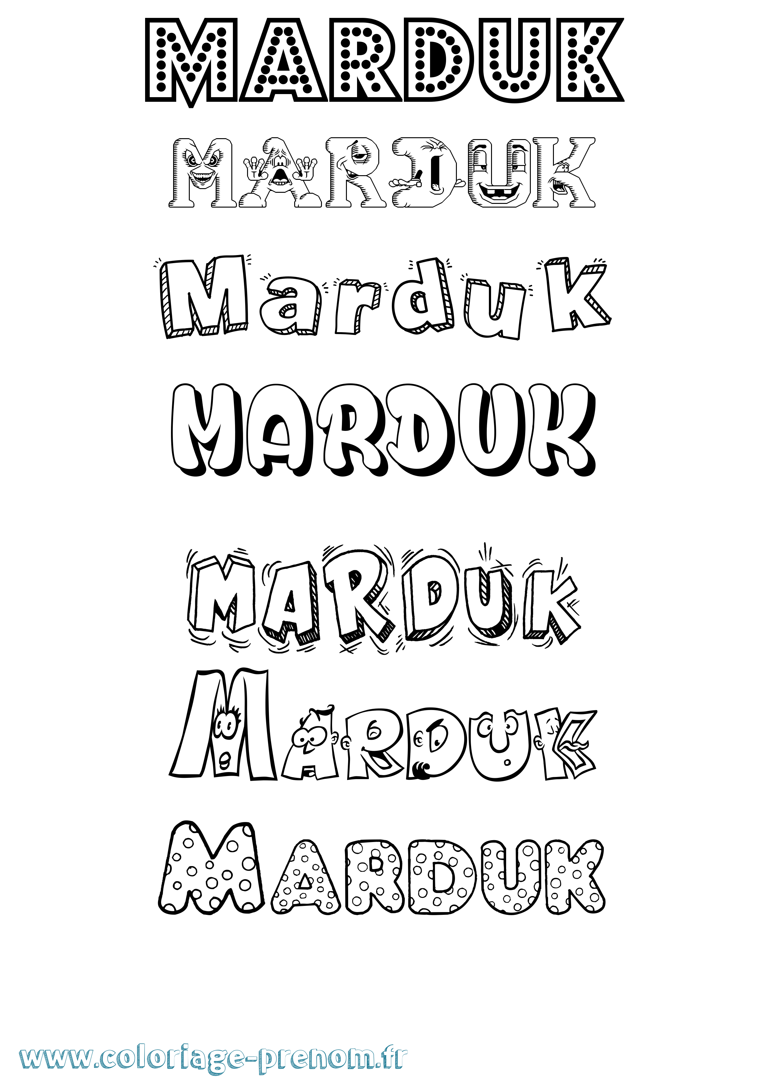 Coloriage prénom Marduk Fun