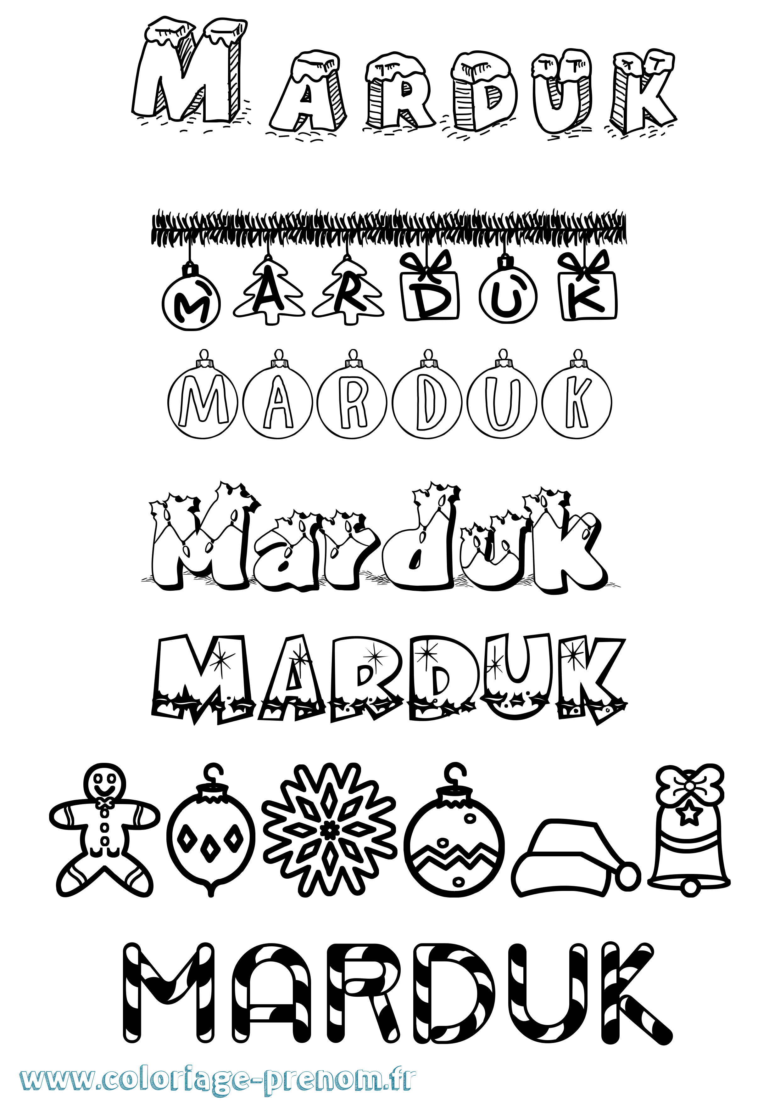 Coloriage prénom Marduk Noël