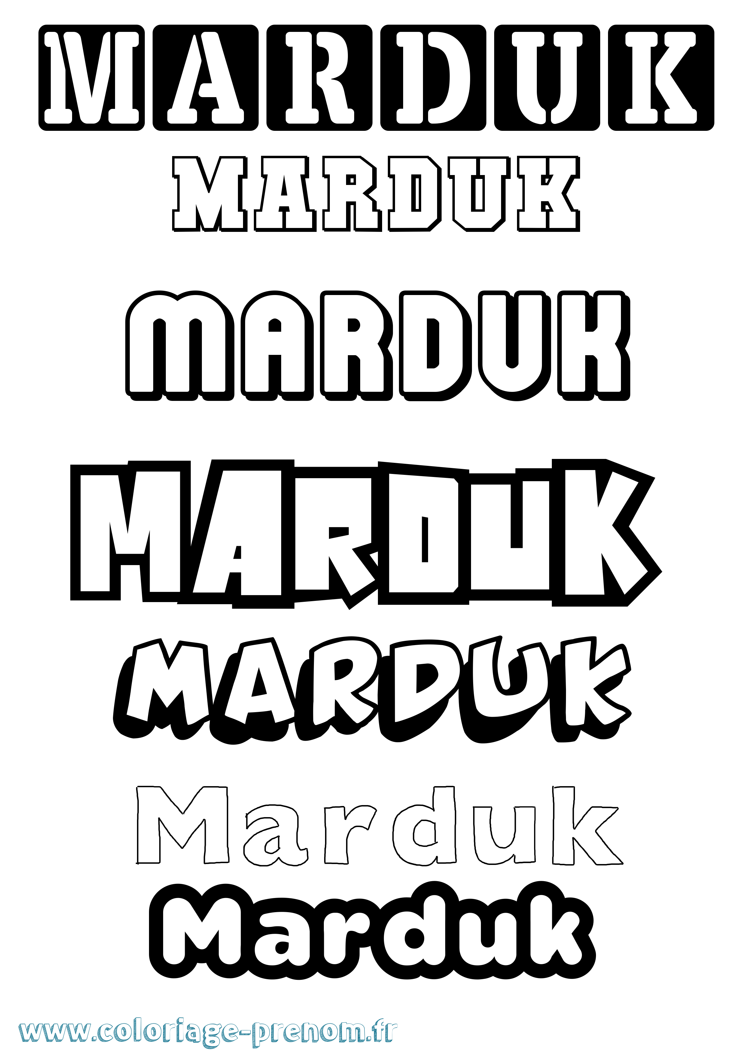 Coloriage prénom Marduk Simple