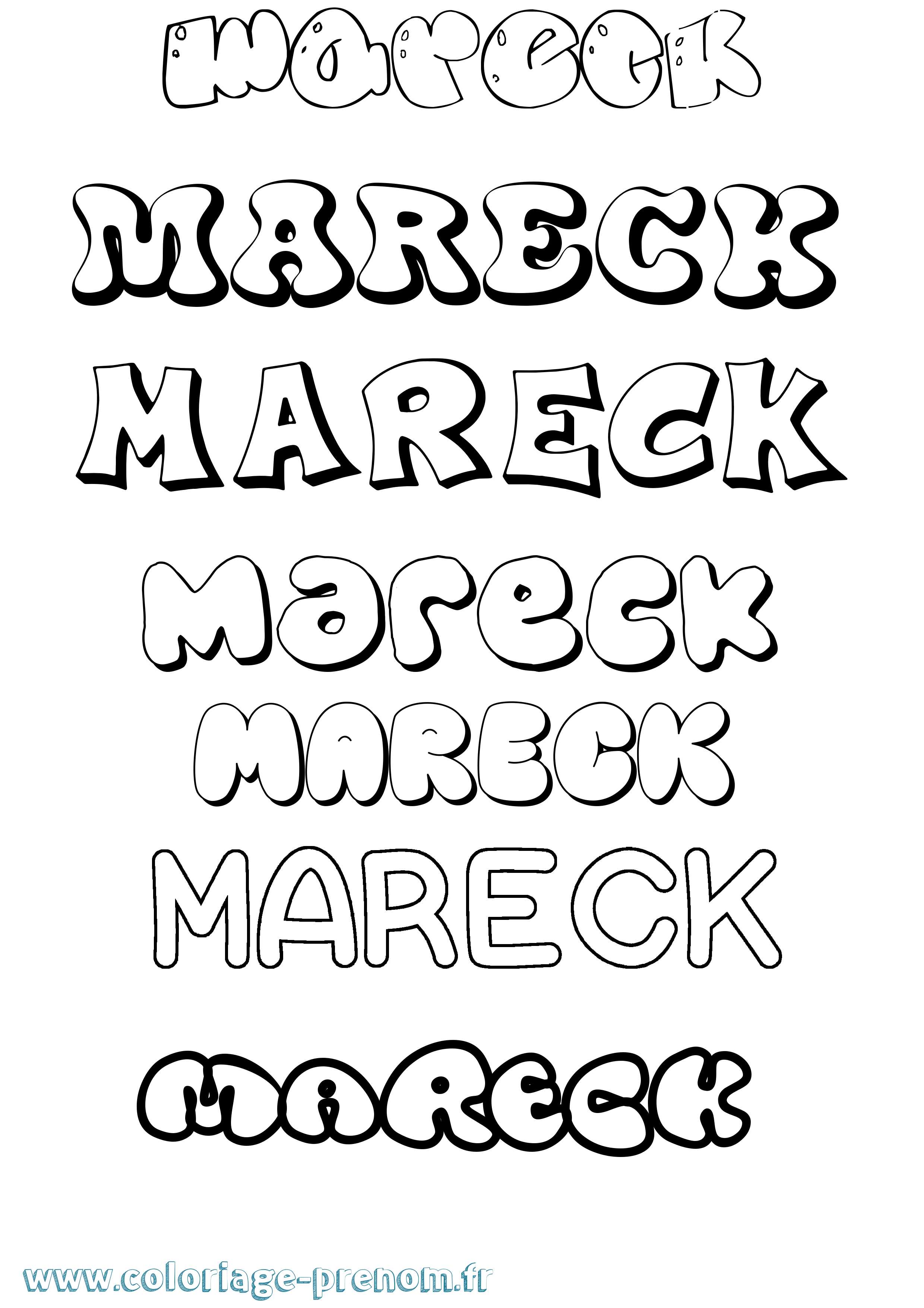 Coloriage prénom Mareck Bubble