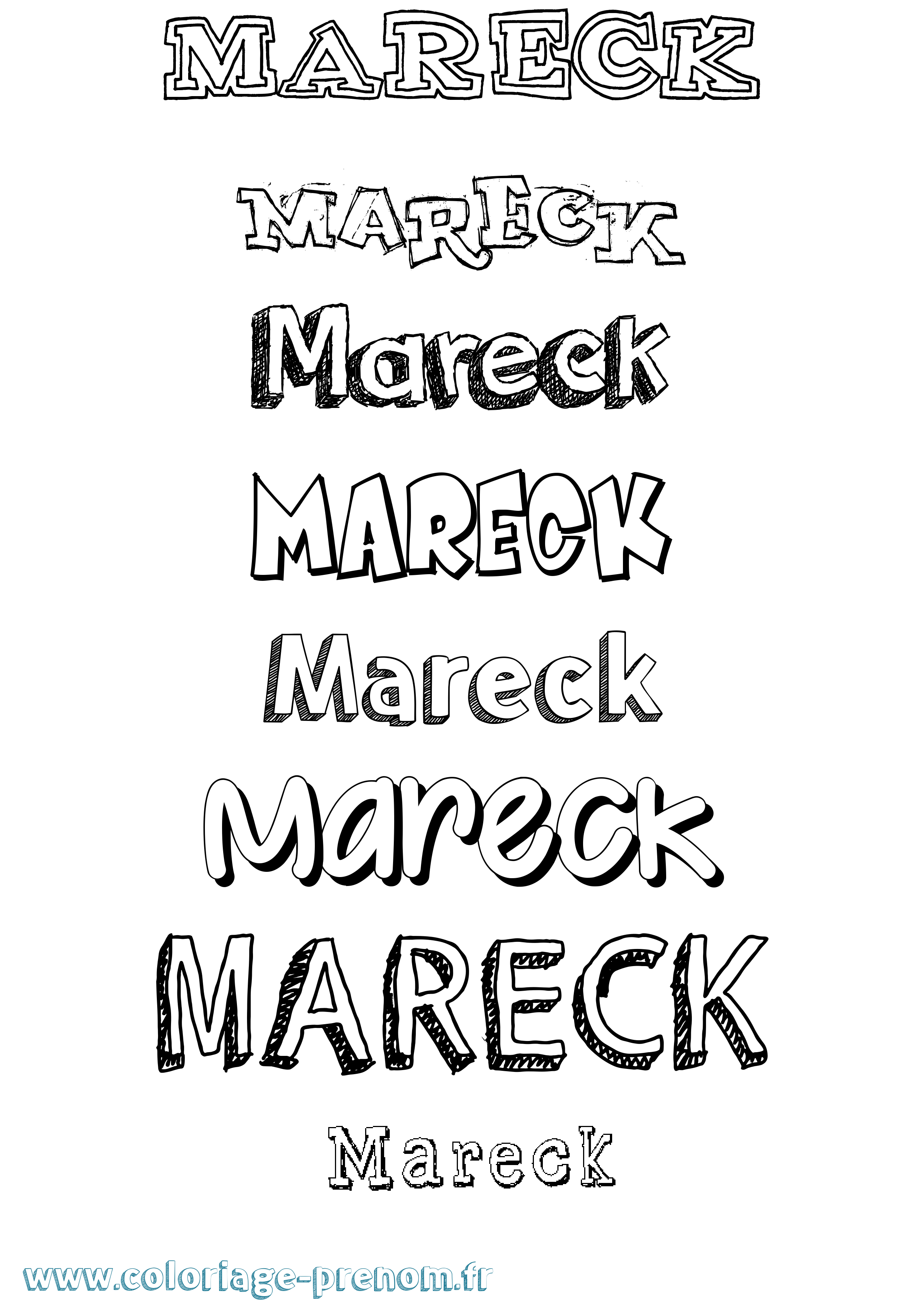 Coloriage prénom Mareck Dessiné