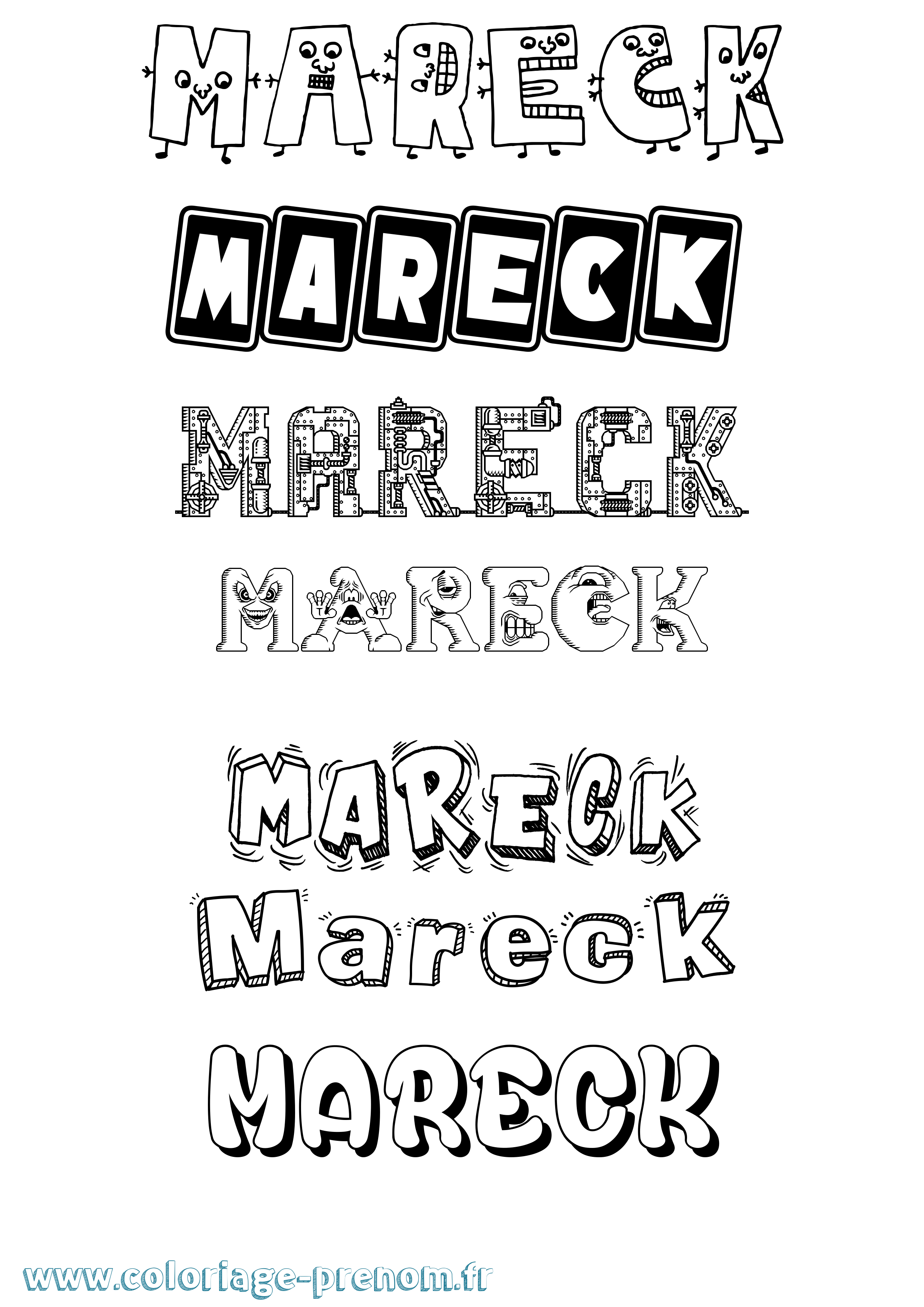 Coloriage prénom Mareck Fun