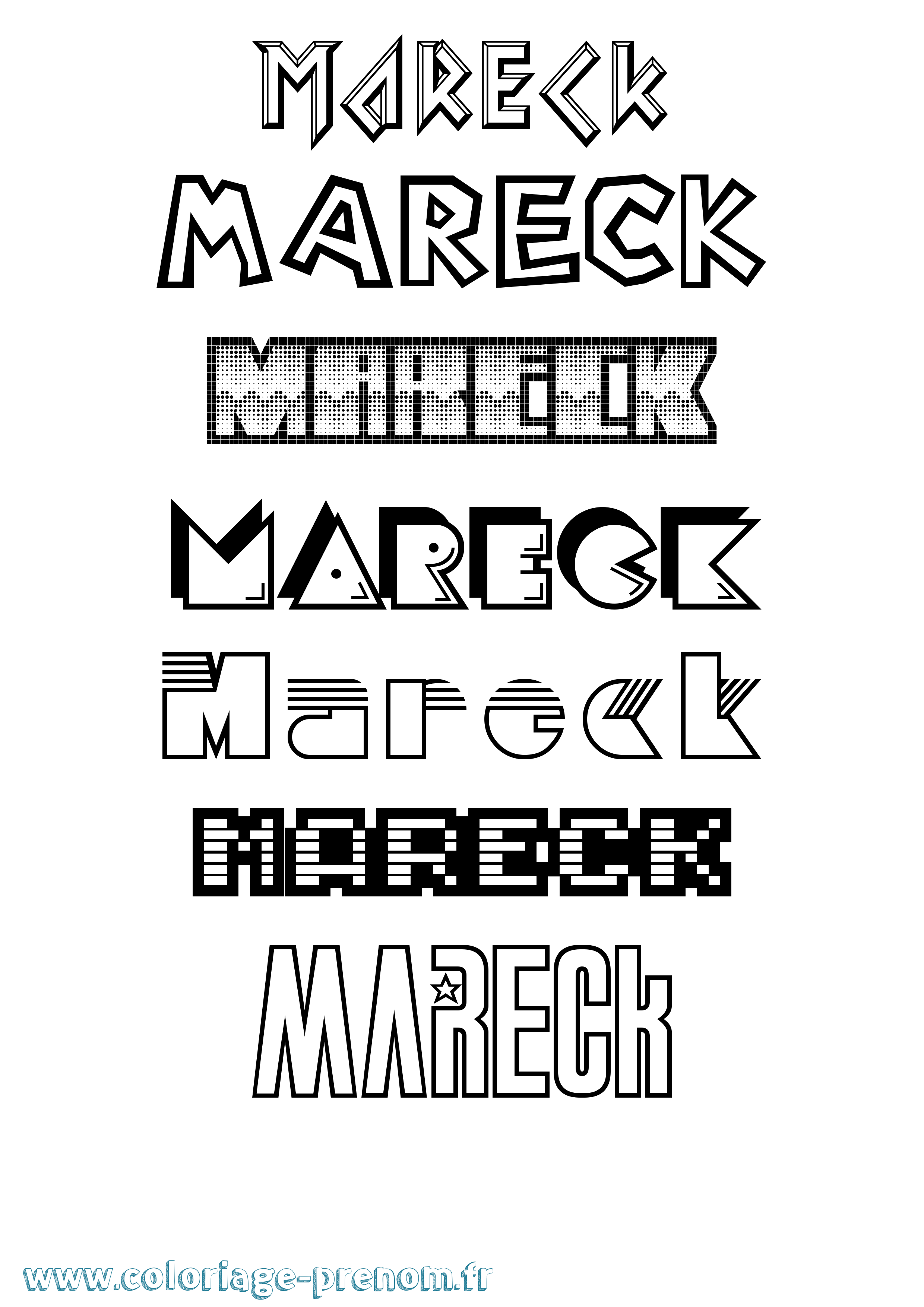 Coloriage prénom Mareck Jeux Vidéos