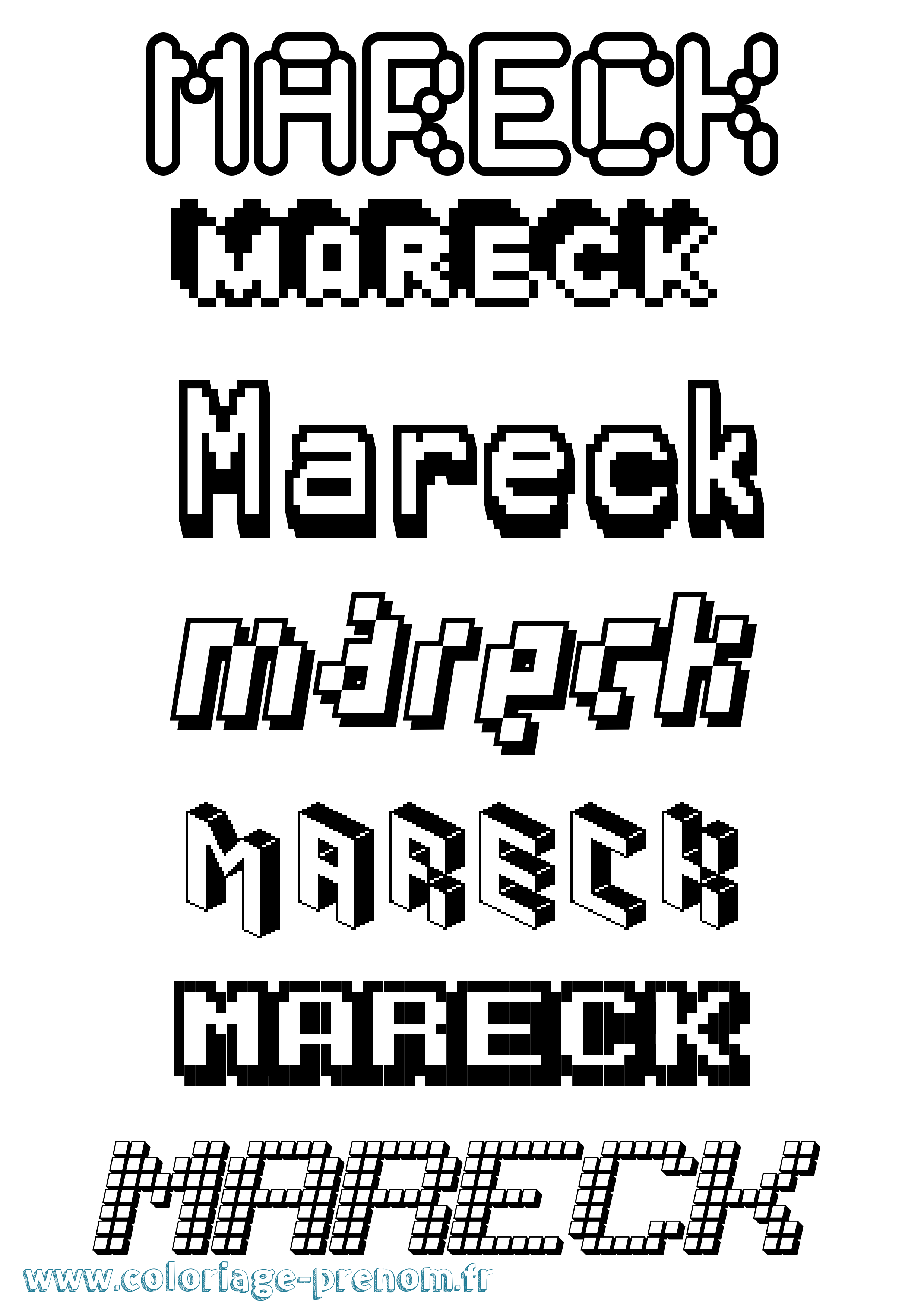 Coloriage prénom Mareck Pixel