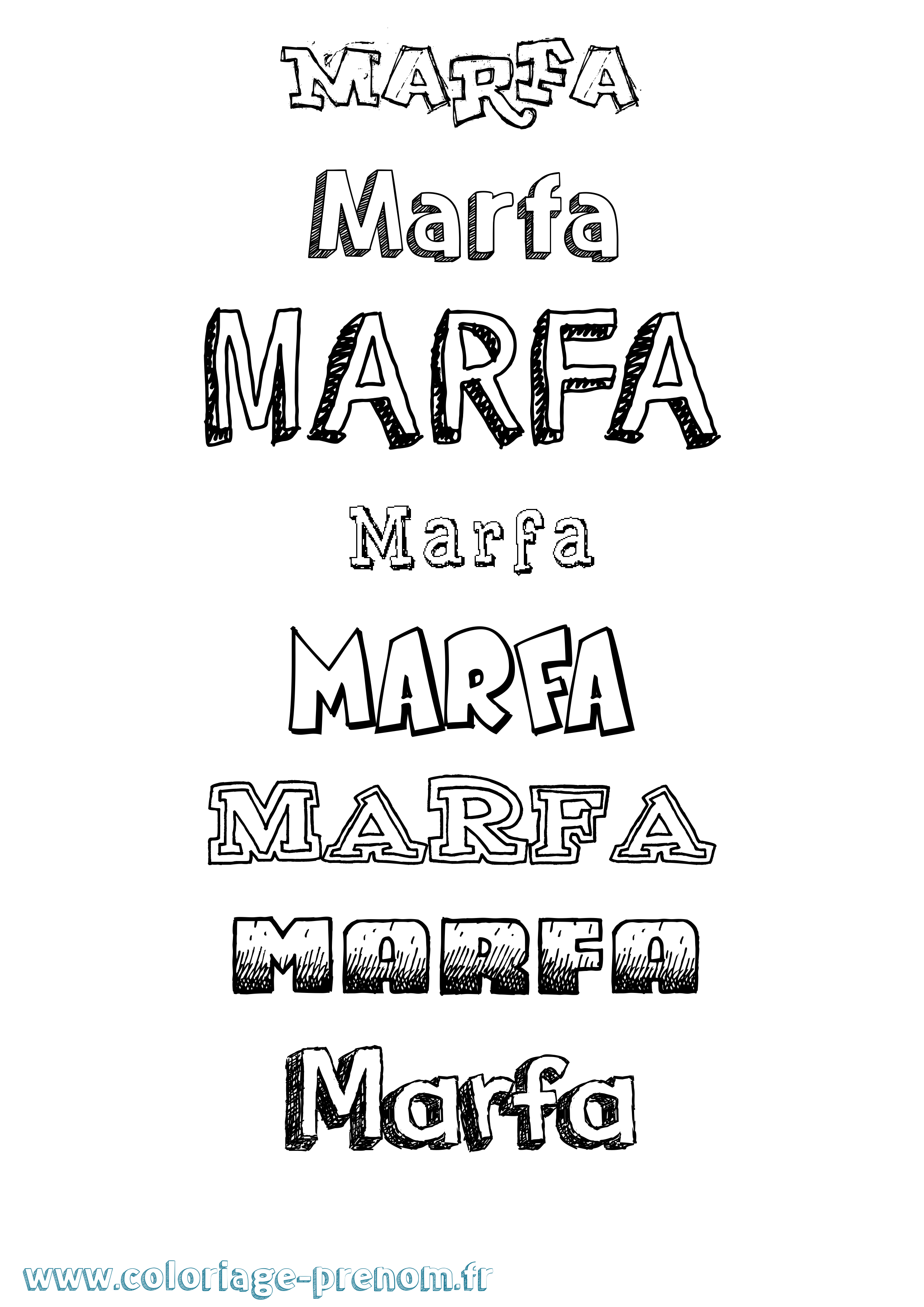 Coloriage prénom Marfa Dessiné