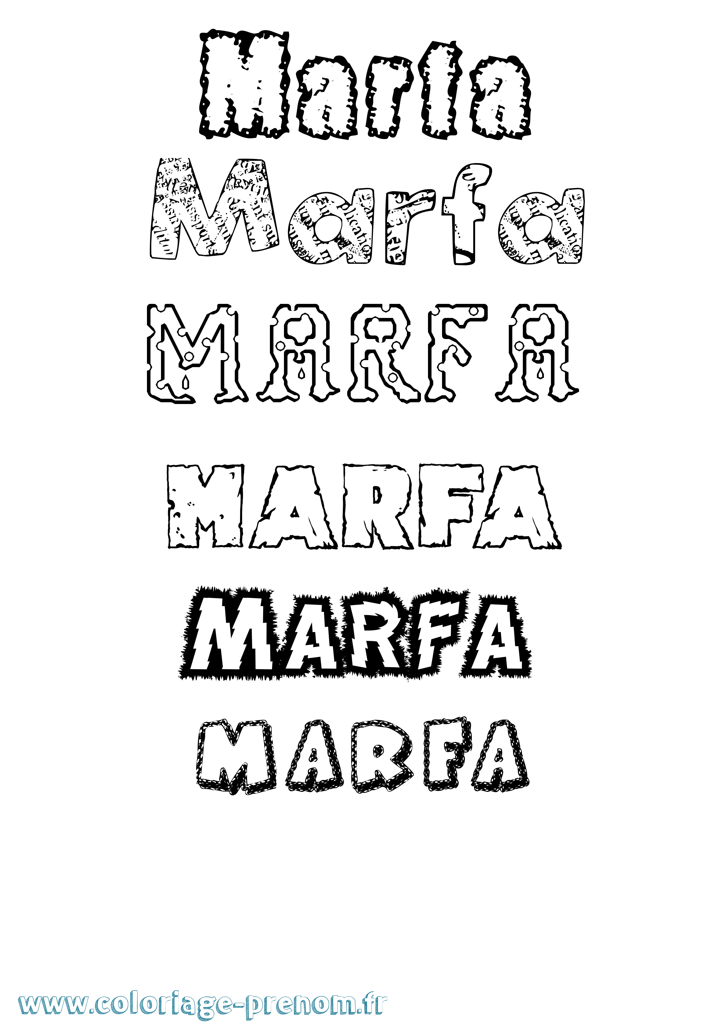 Coloriage prénom Marfa Destructuré