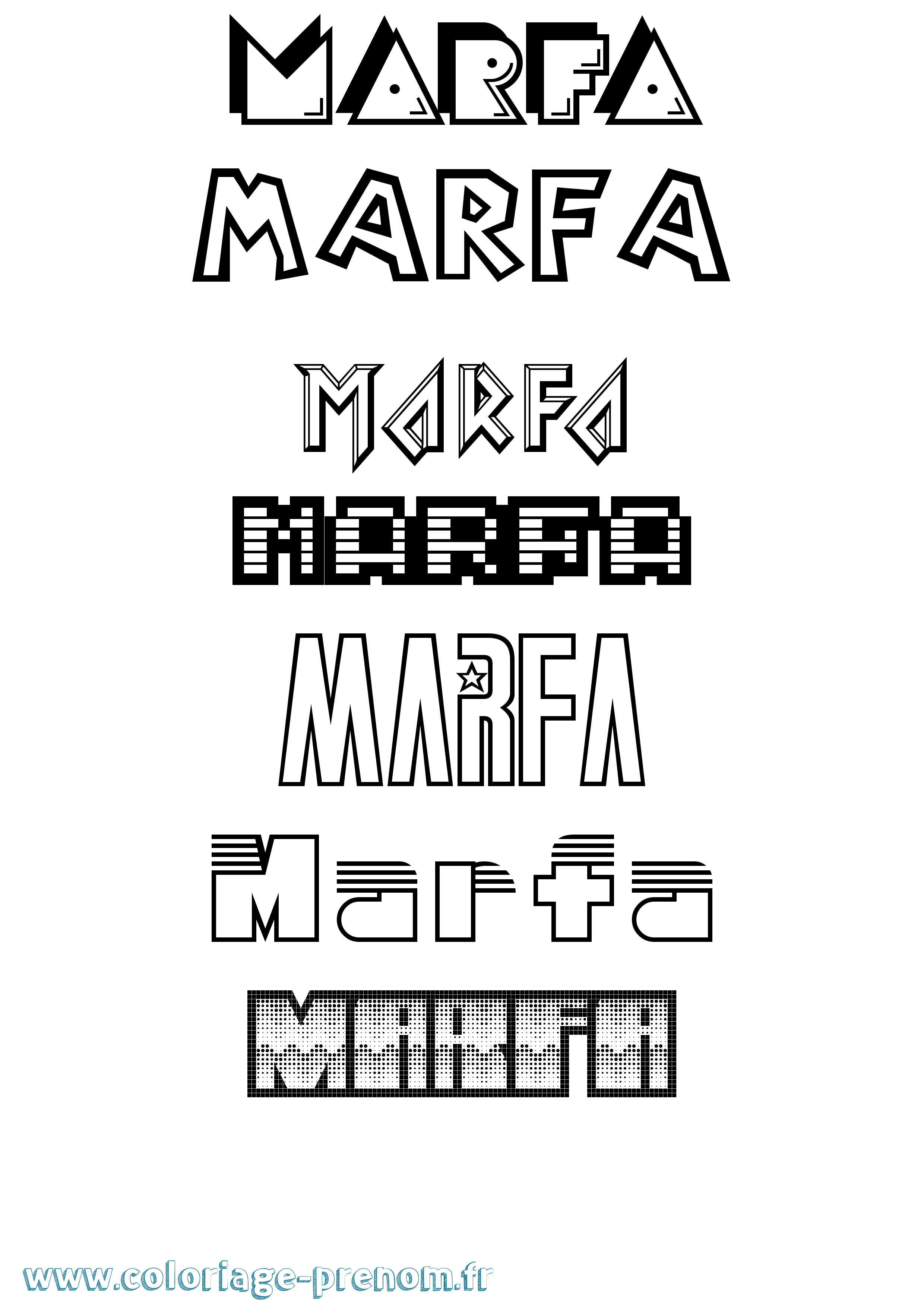 Coloriage prénom Marfa Jeux Vidéos