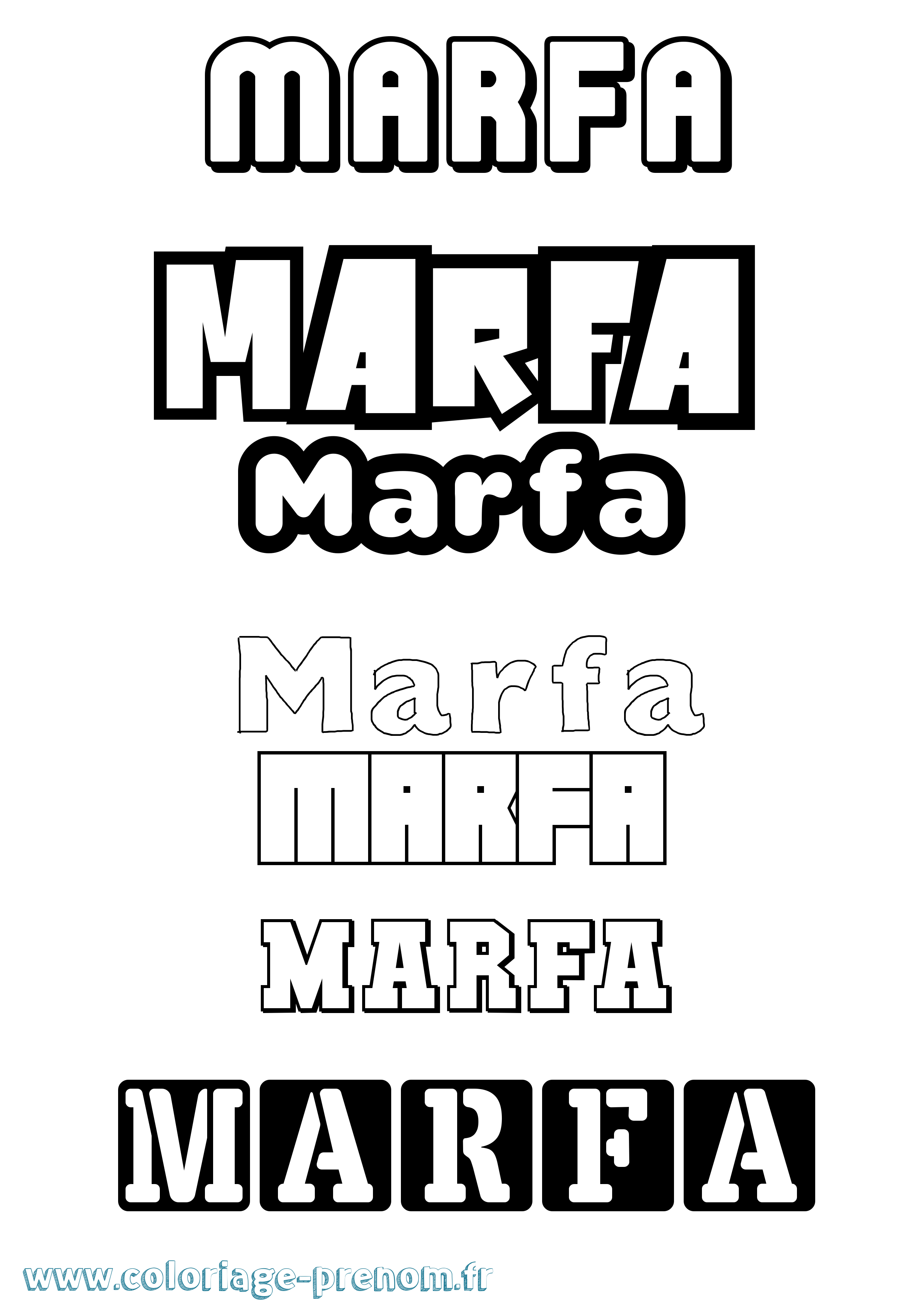Coloriage prénom Marfa Simple