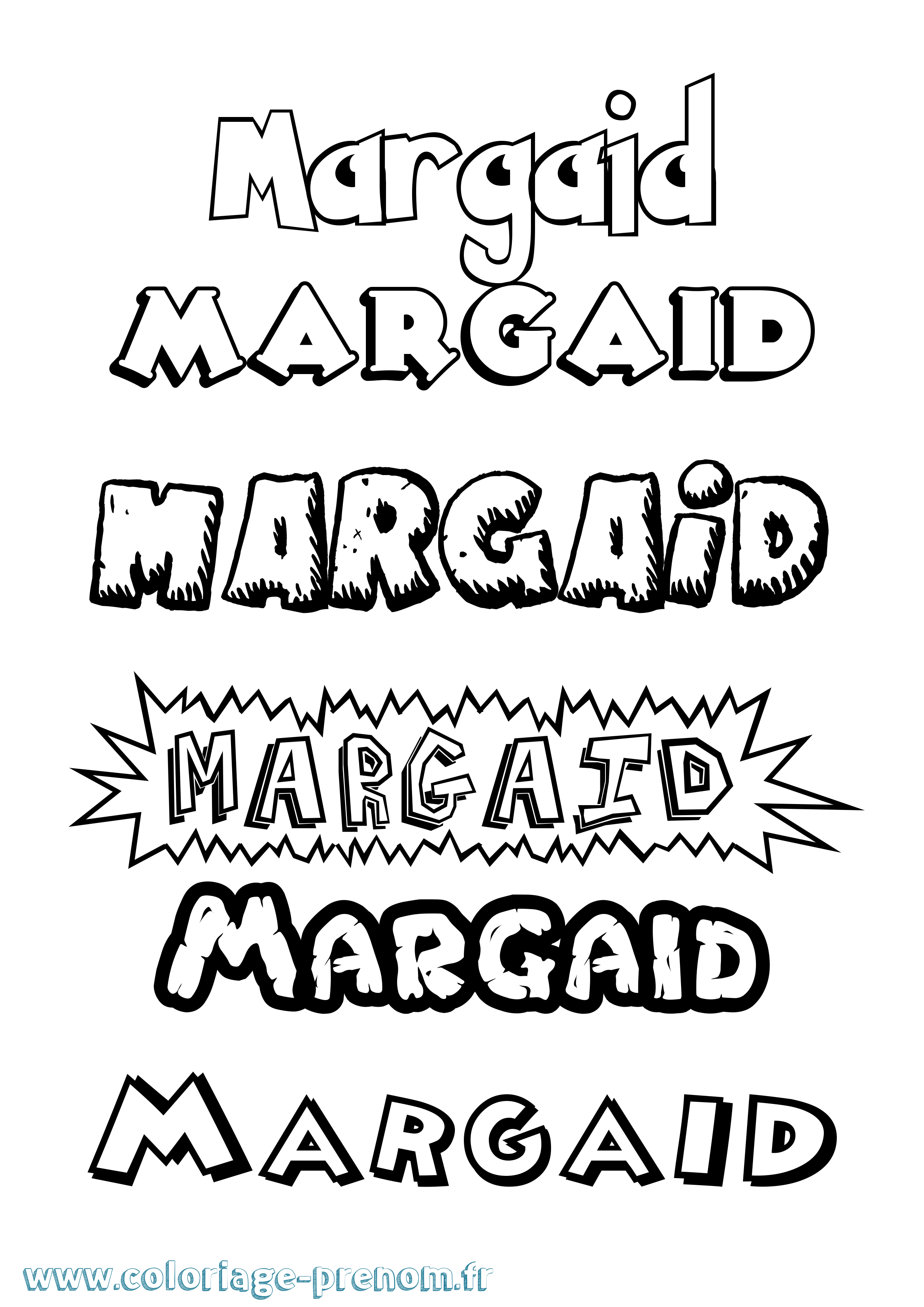 Coloriage prénom Margaid Dessin Animé