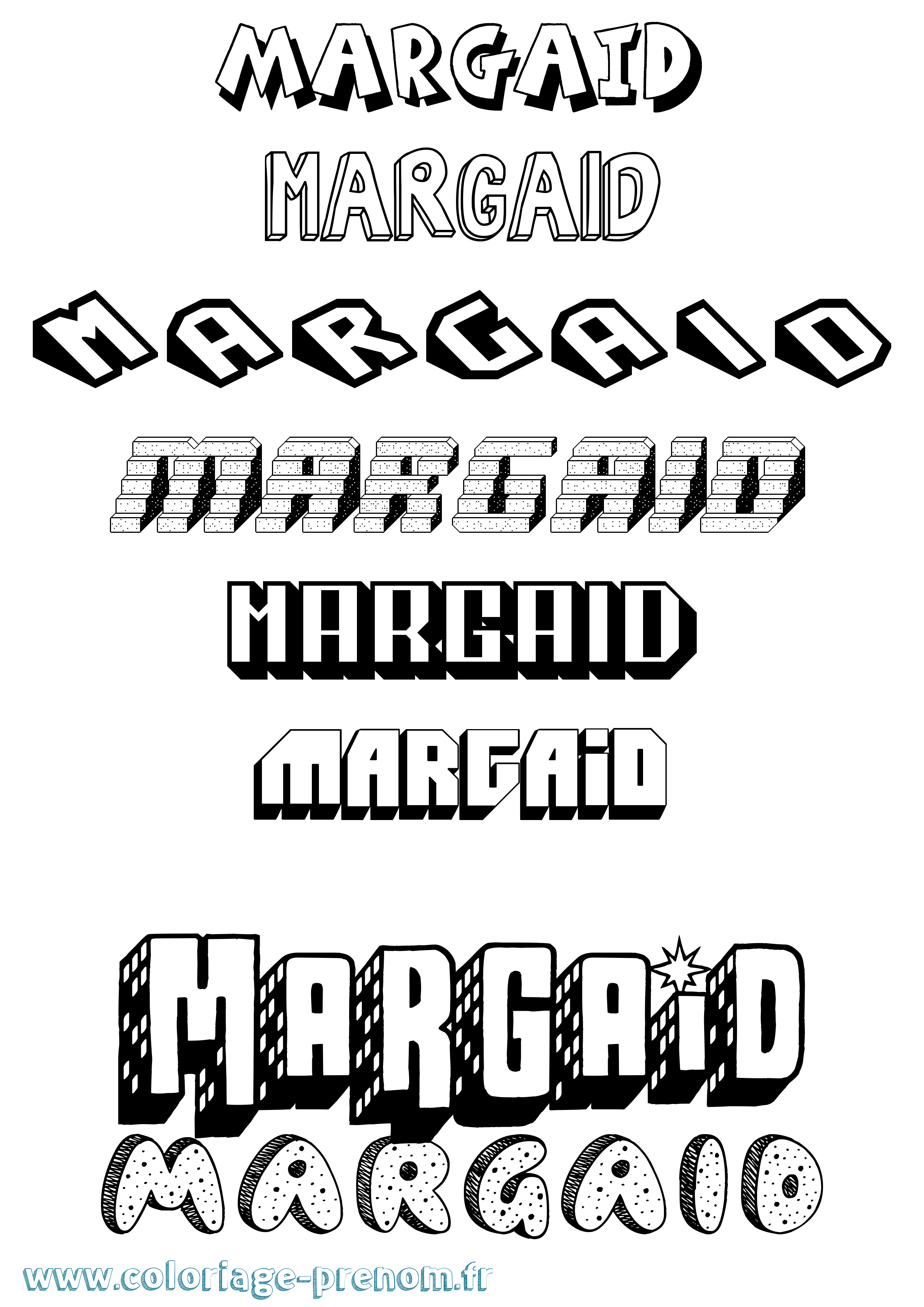 Coloriage prénom Margaid Effet 3D