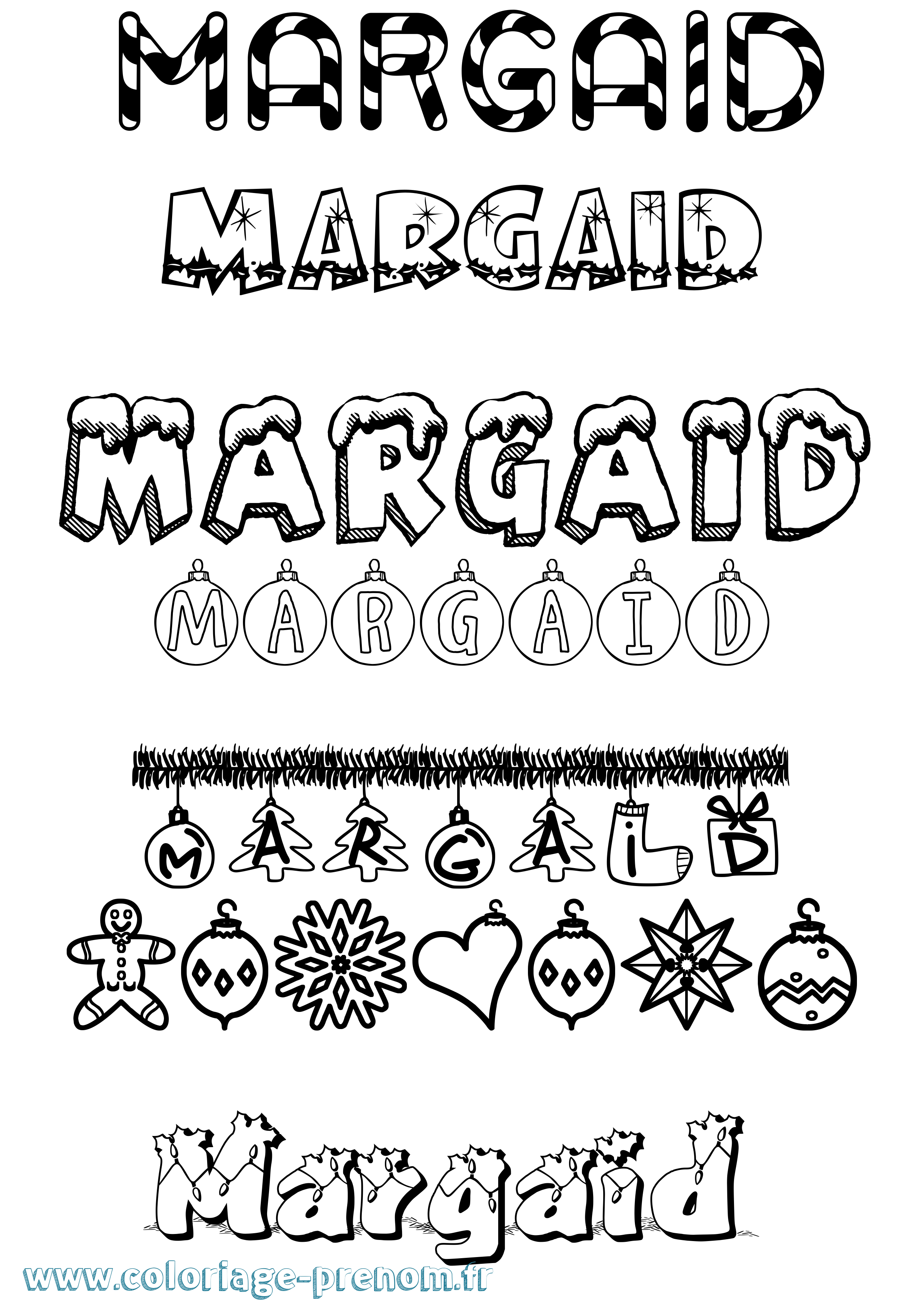 Coloriage prénom Margaid Noël