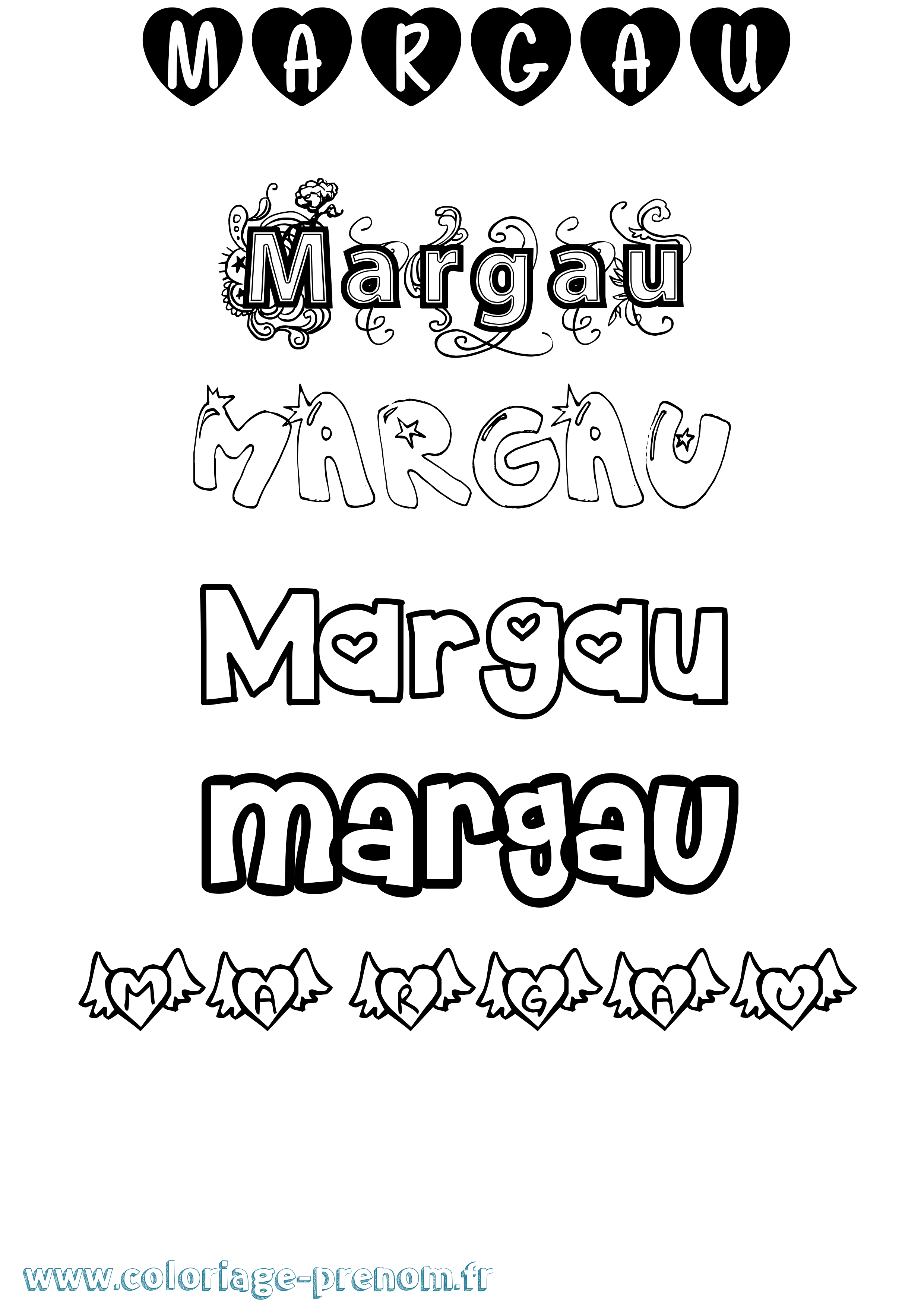 Coloriage prénom Margau Girly