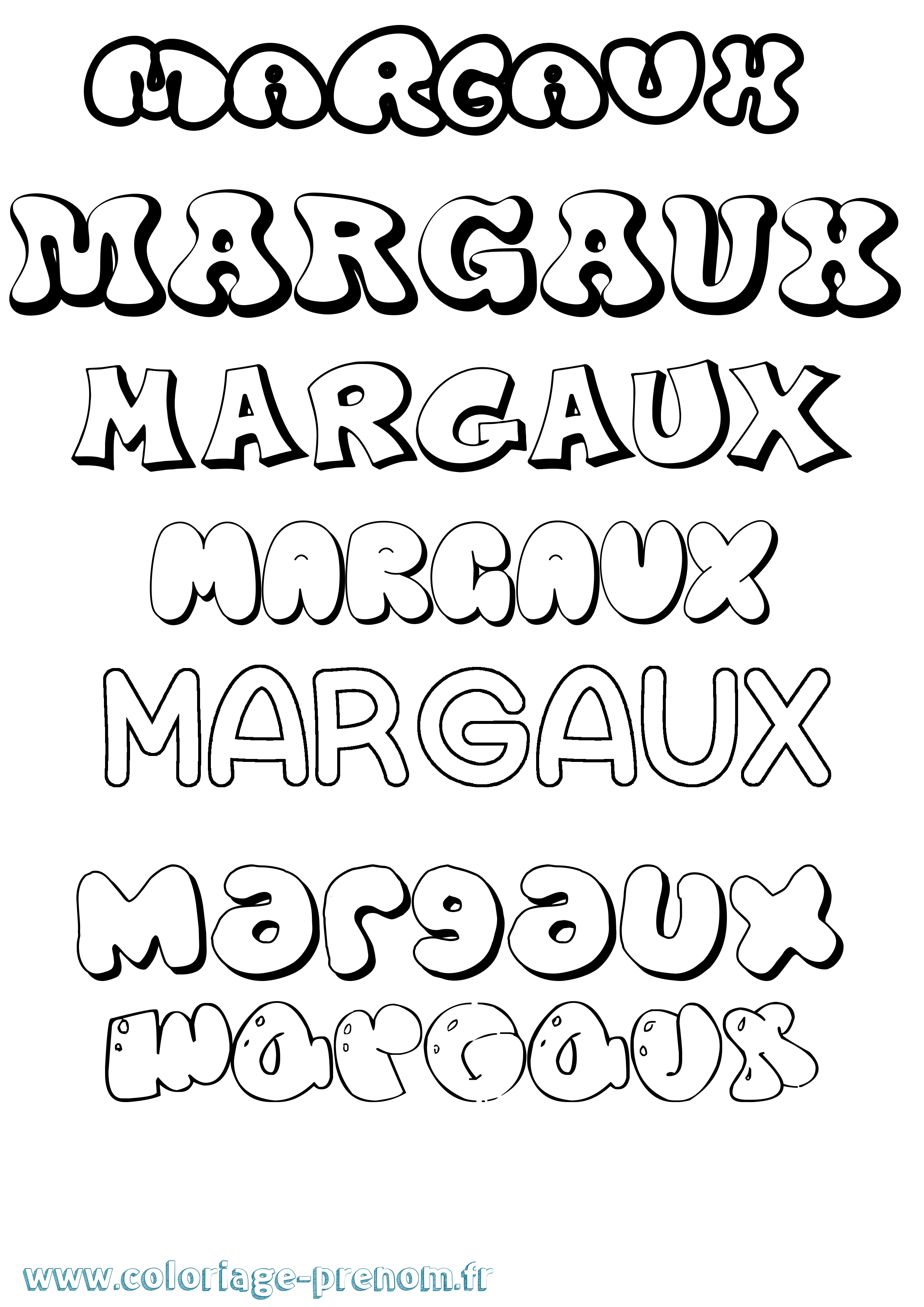 Coloriage prénom Margaux Bubble