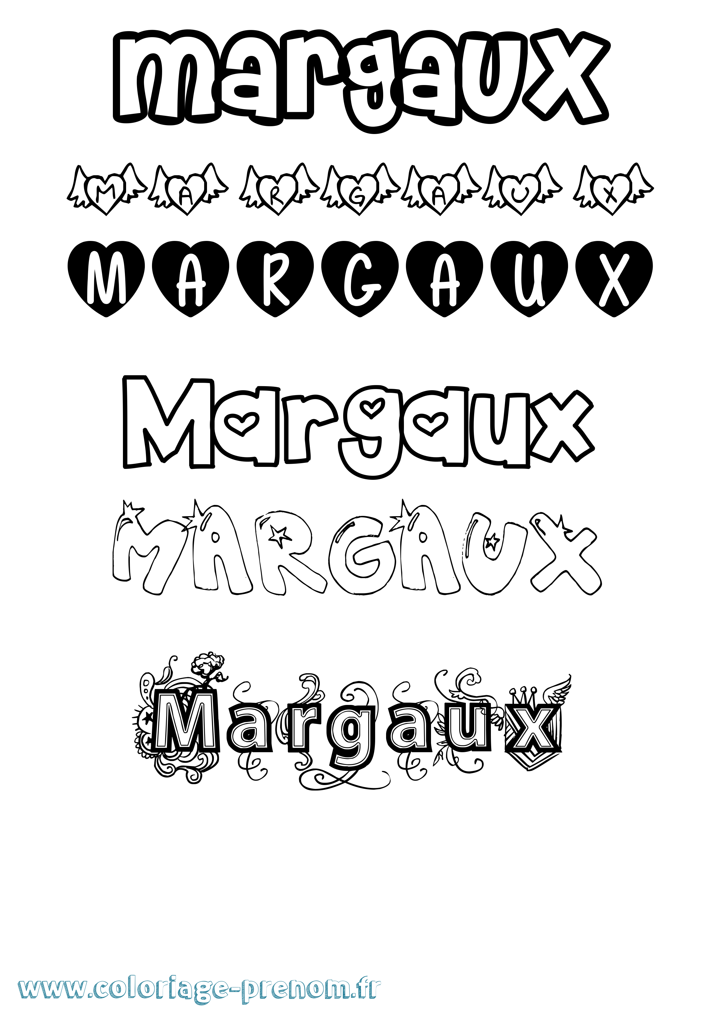Coloriage prénom Margaux Girly