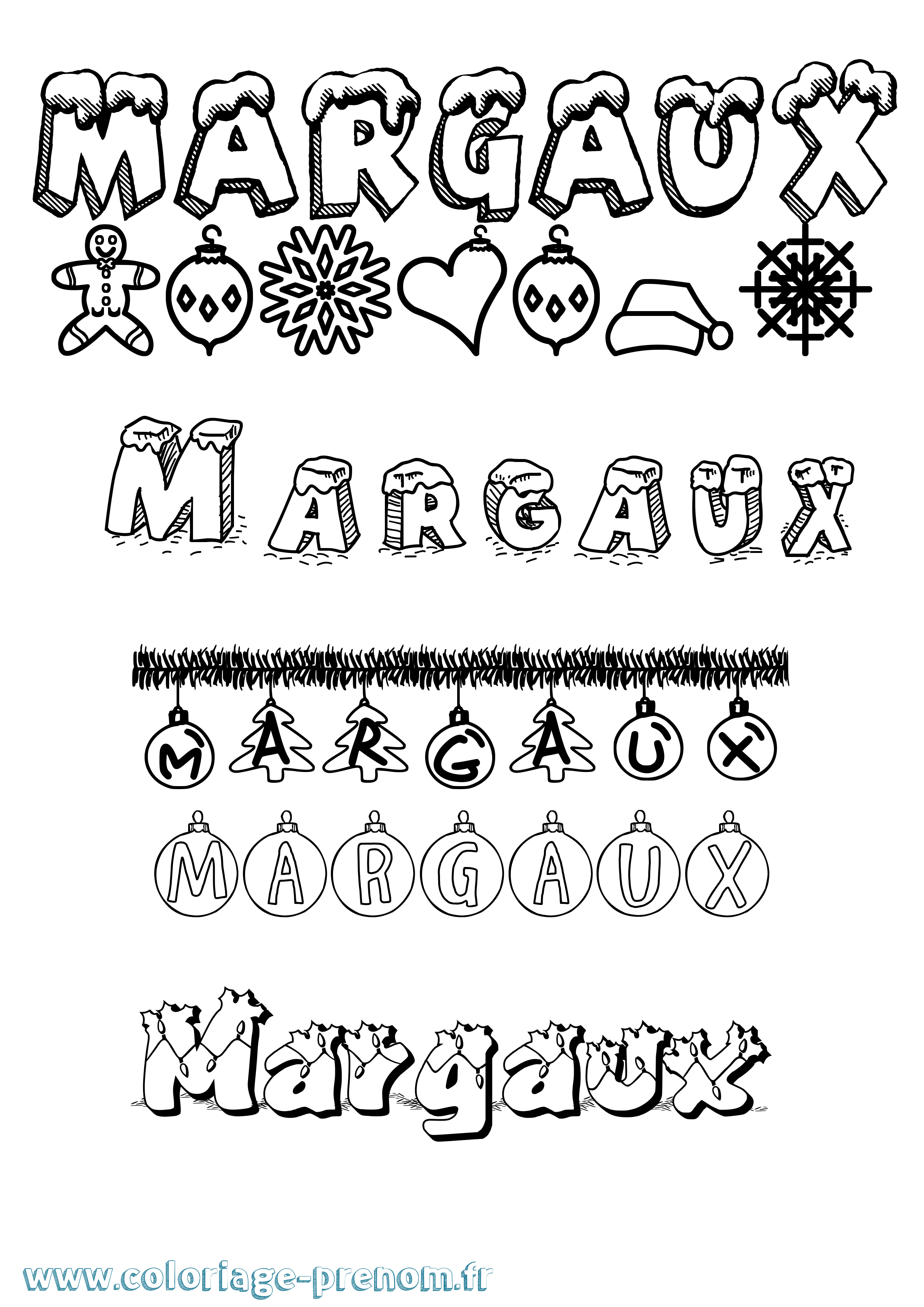 Coloriage prénom Margaux Noël