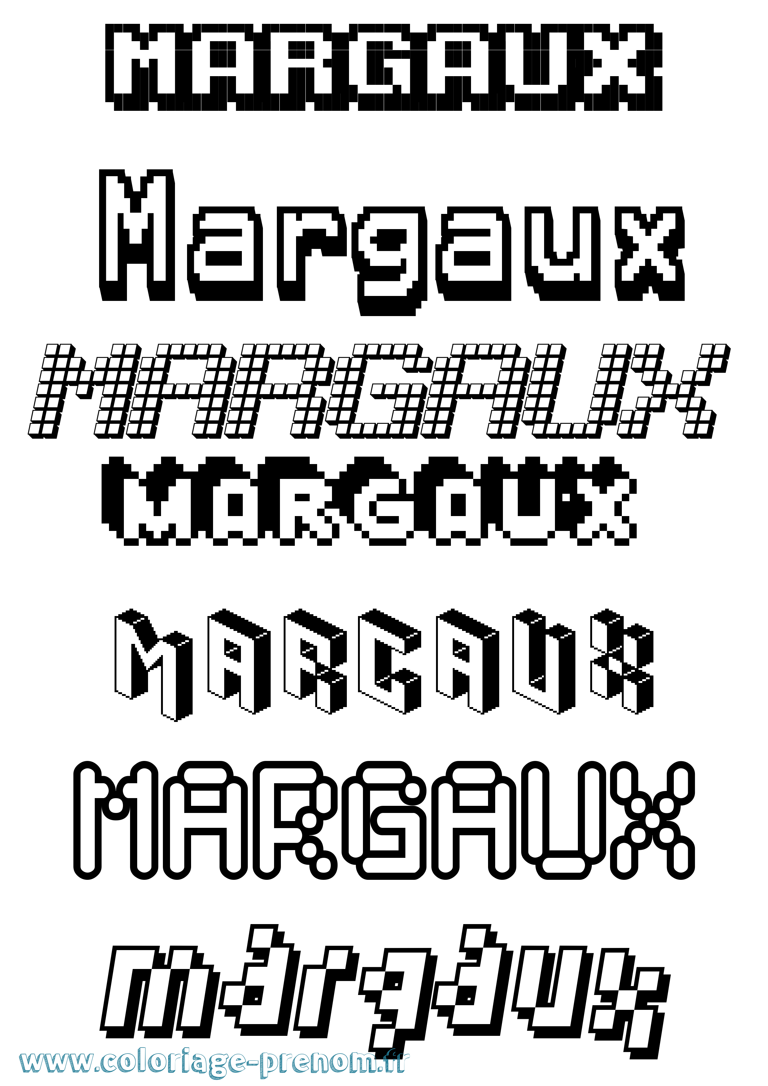 Coloriage prénom Margaux Pixel