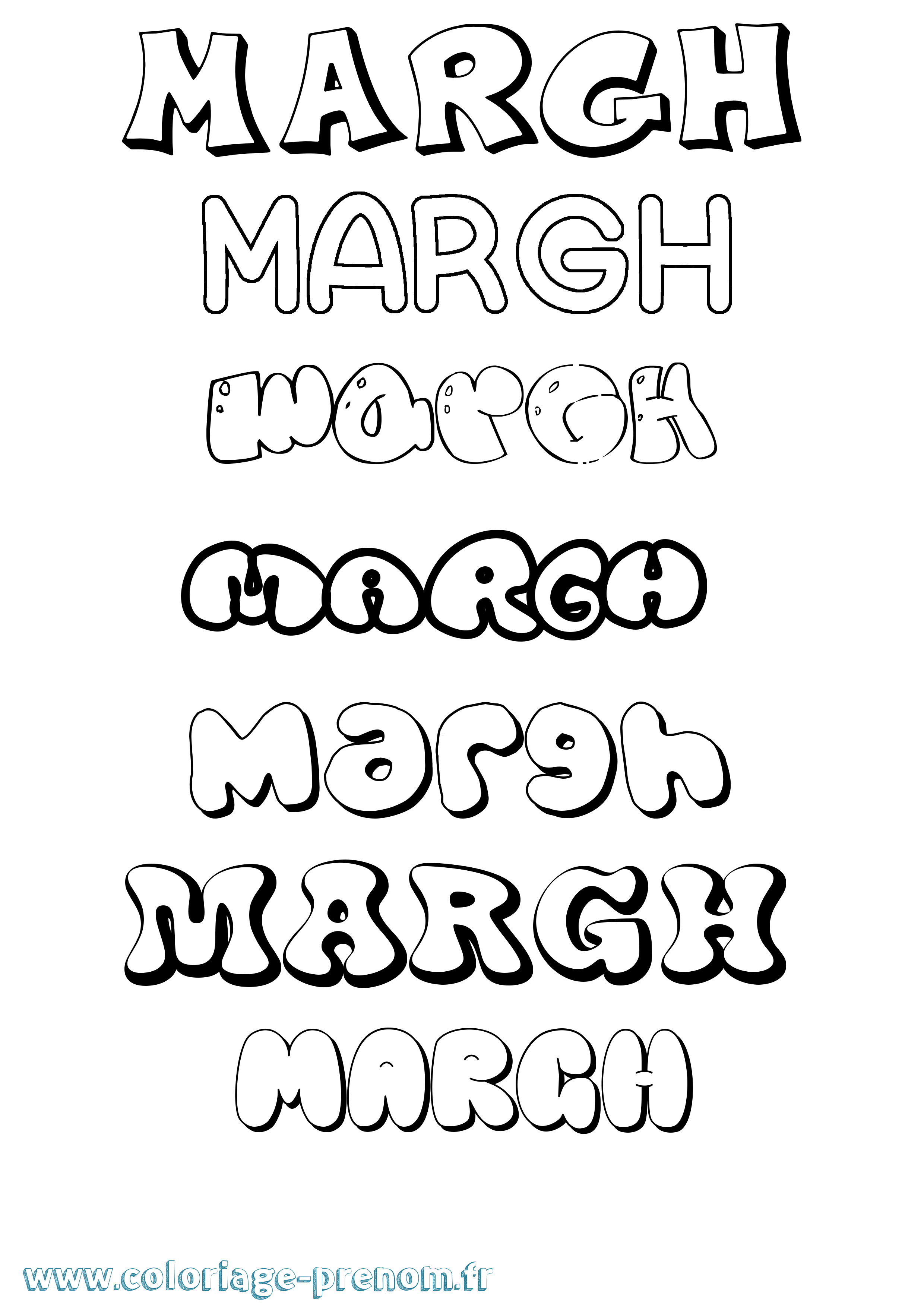 Coloriage prénom Margh Bubble