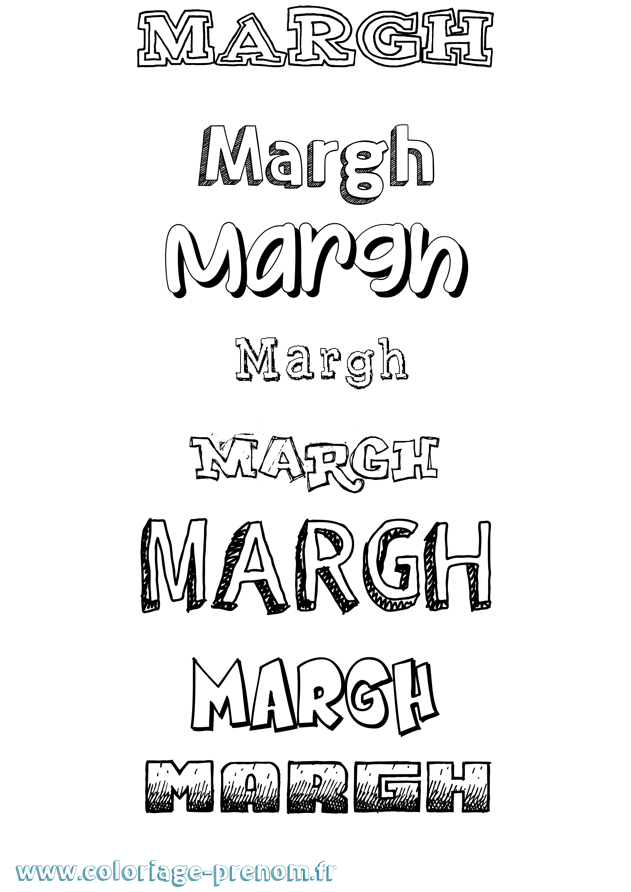 Coloriage prénom Margh Dessiné