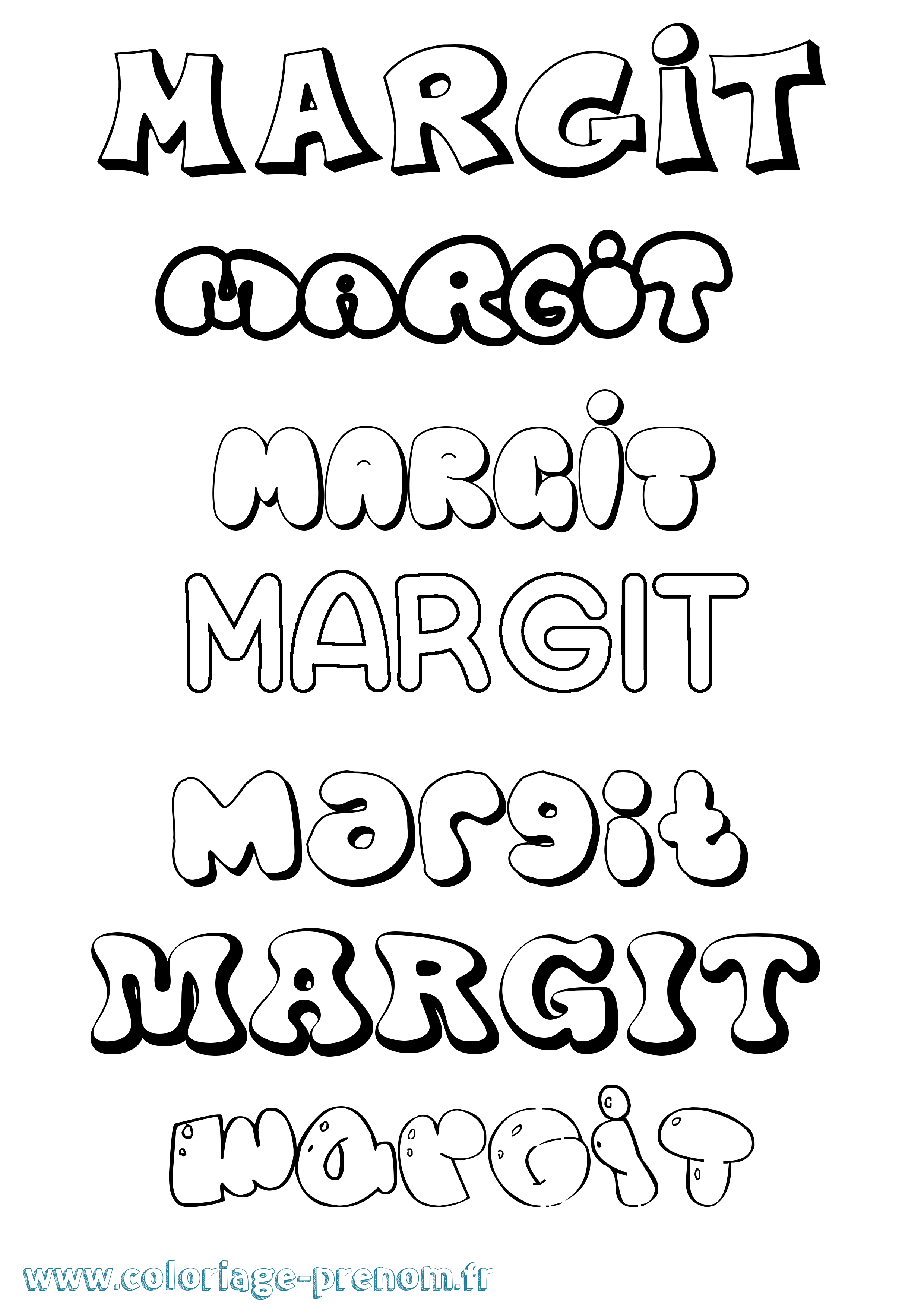 Coloriage prénom Margit Bubble