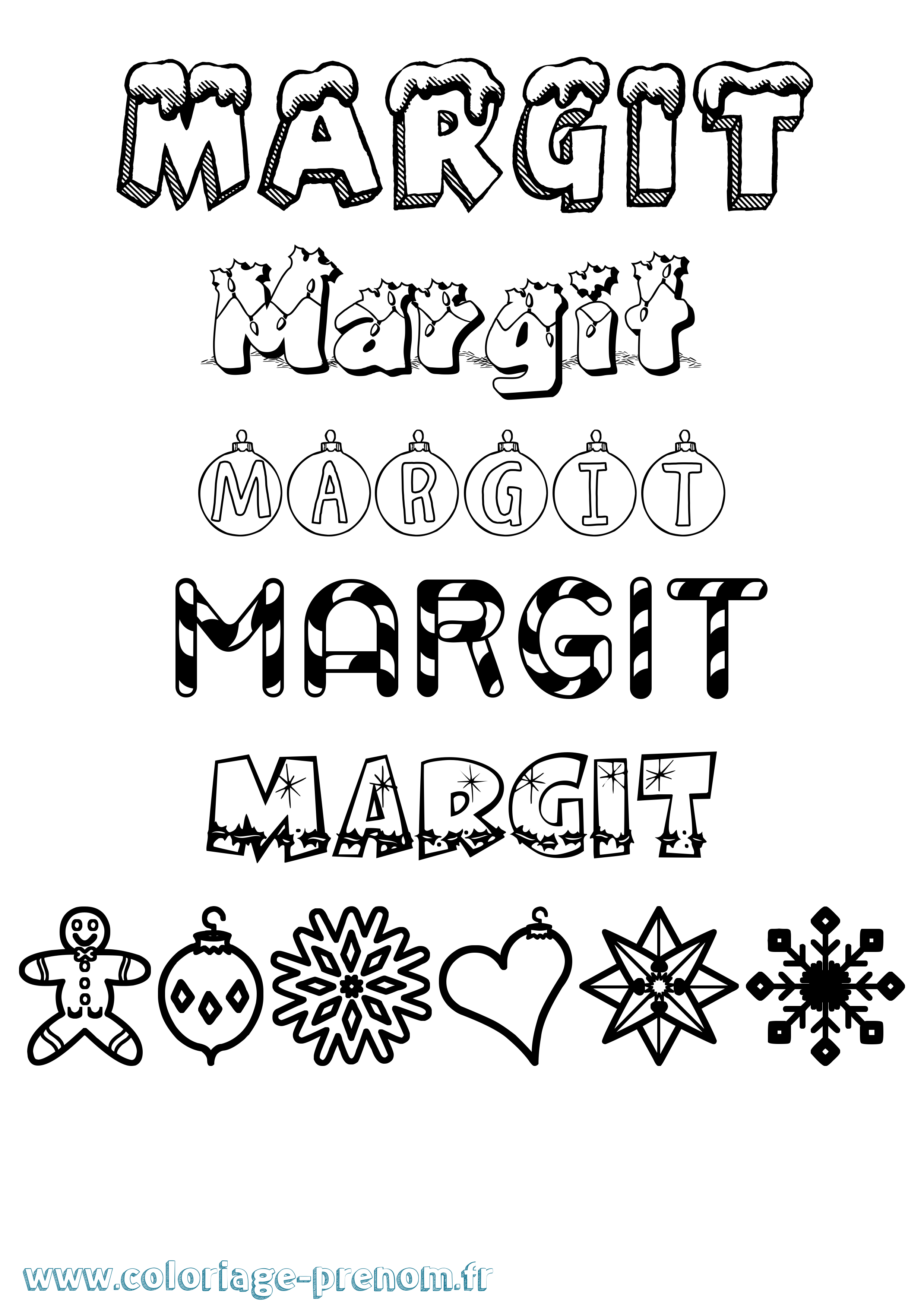 Coloriage prénom Margit Noël