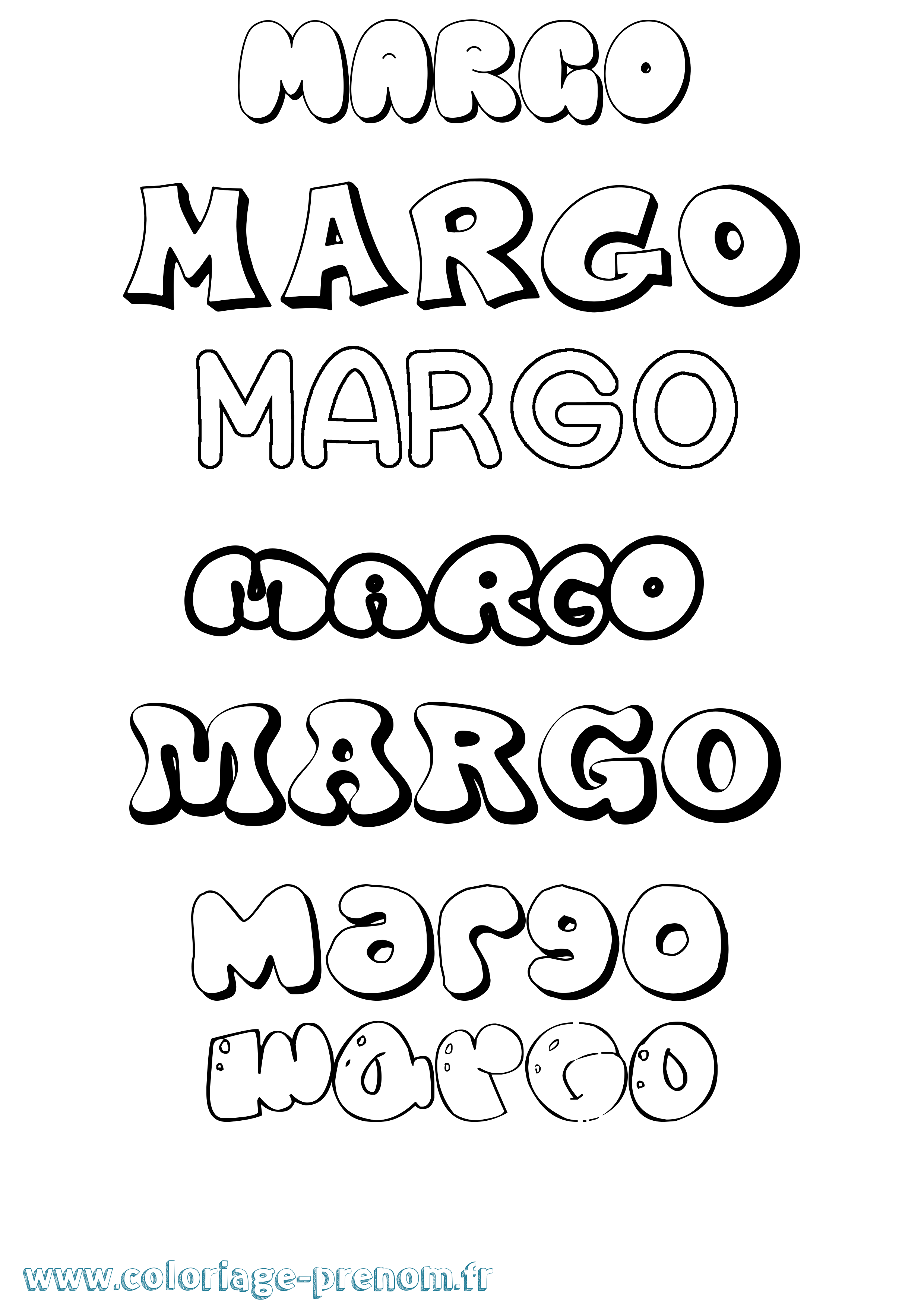 Coloriage prénom Margo Bubble