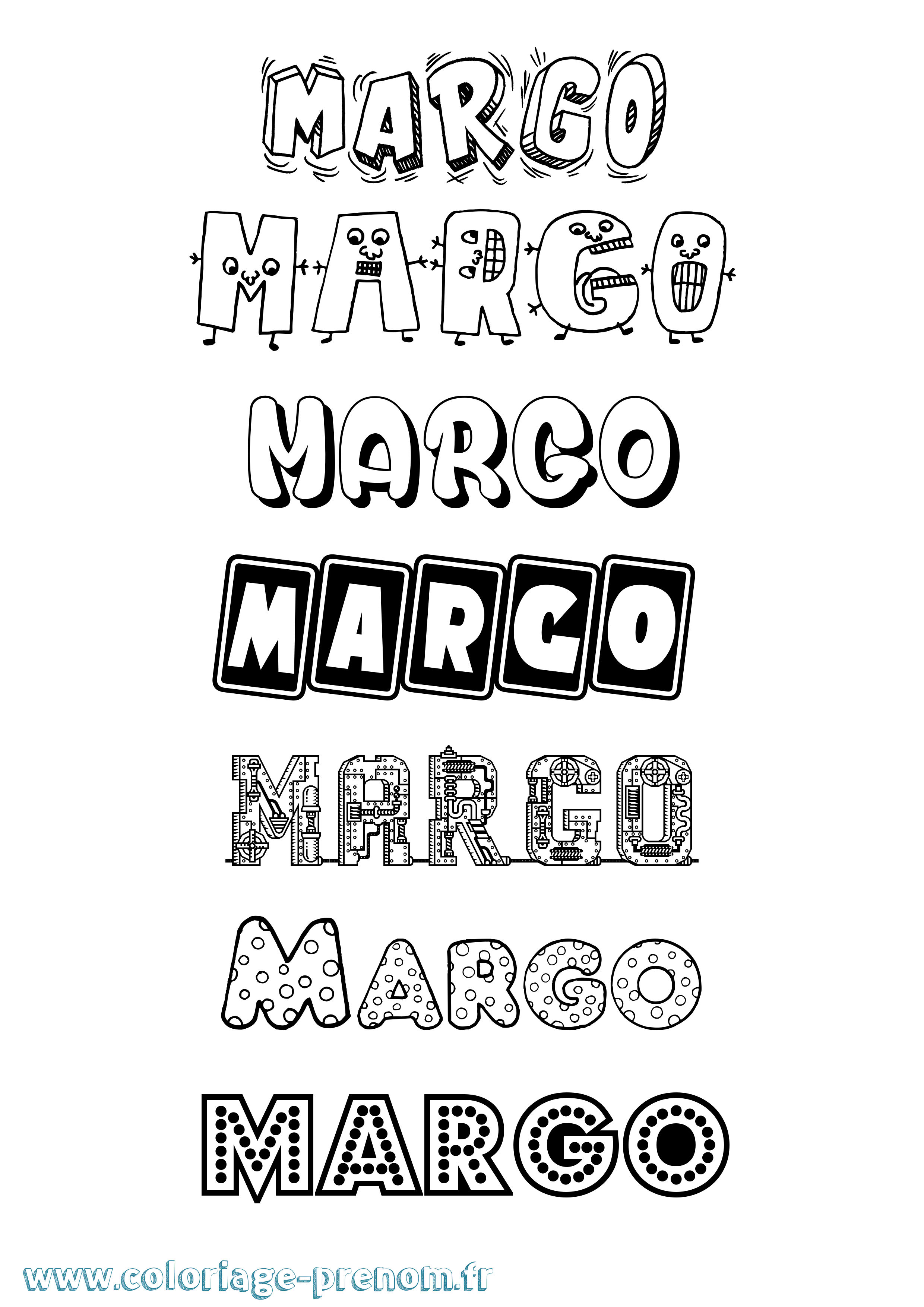 Coloriage prénom Margo Fun
