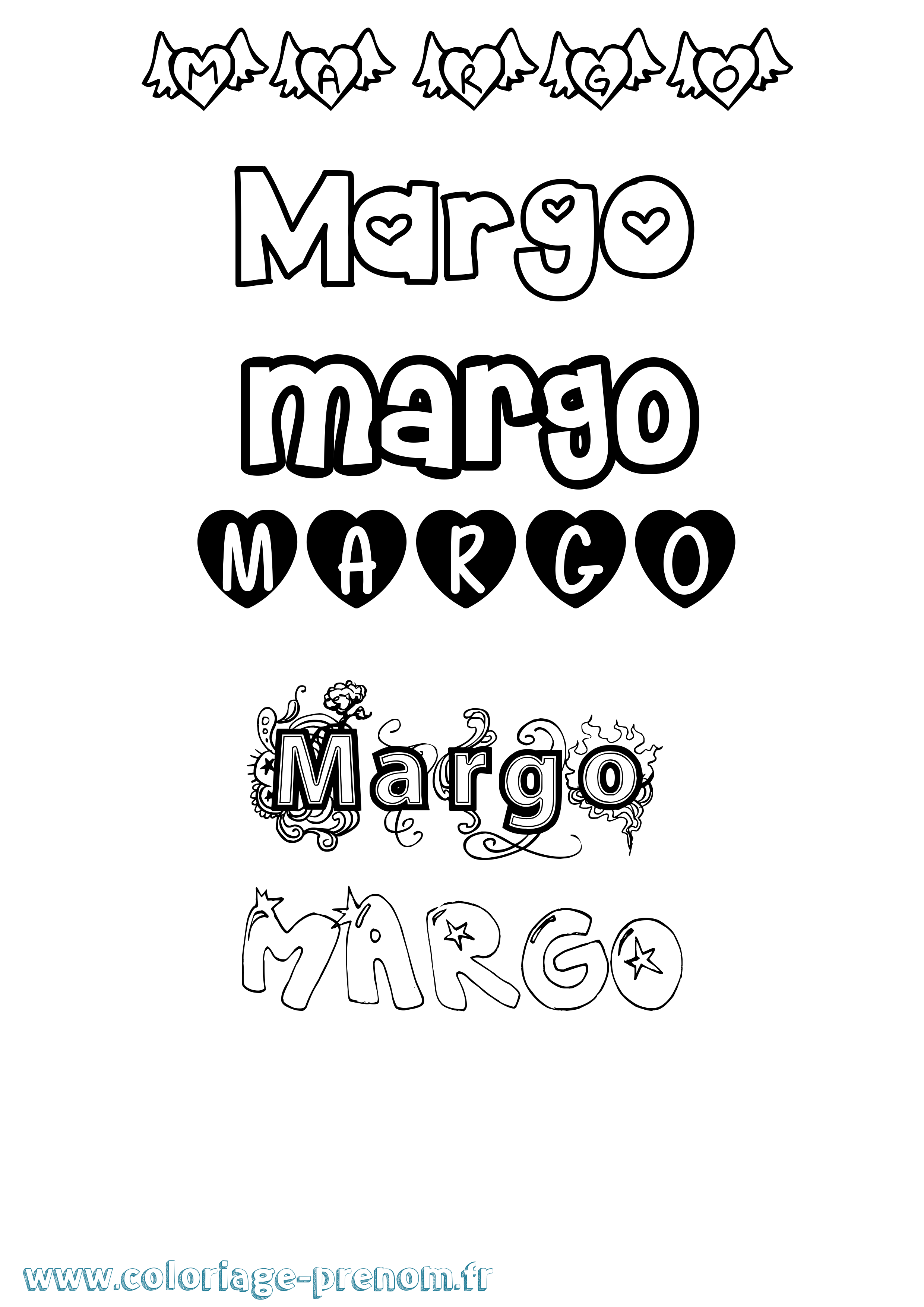 Coloriage prénom Margo Girly