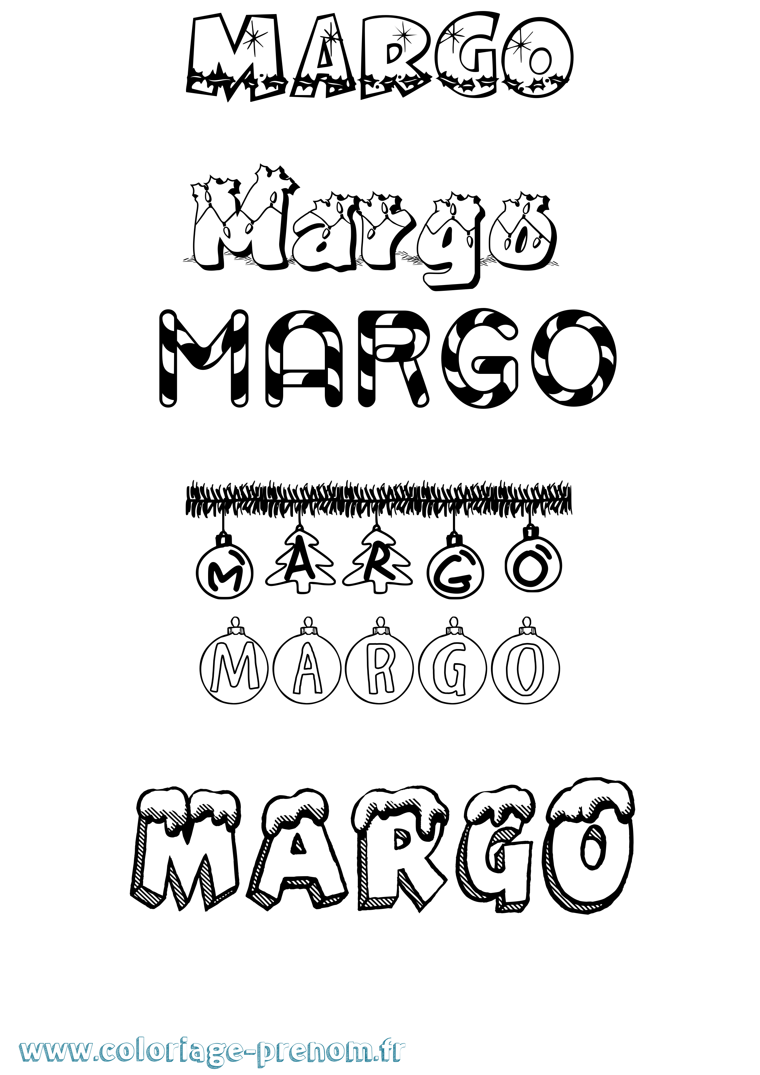 Coloriage prénom Margo Noël