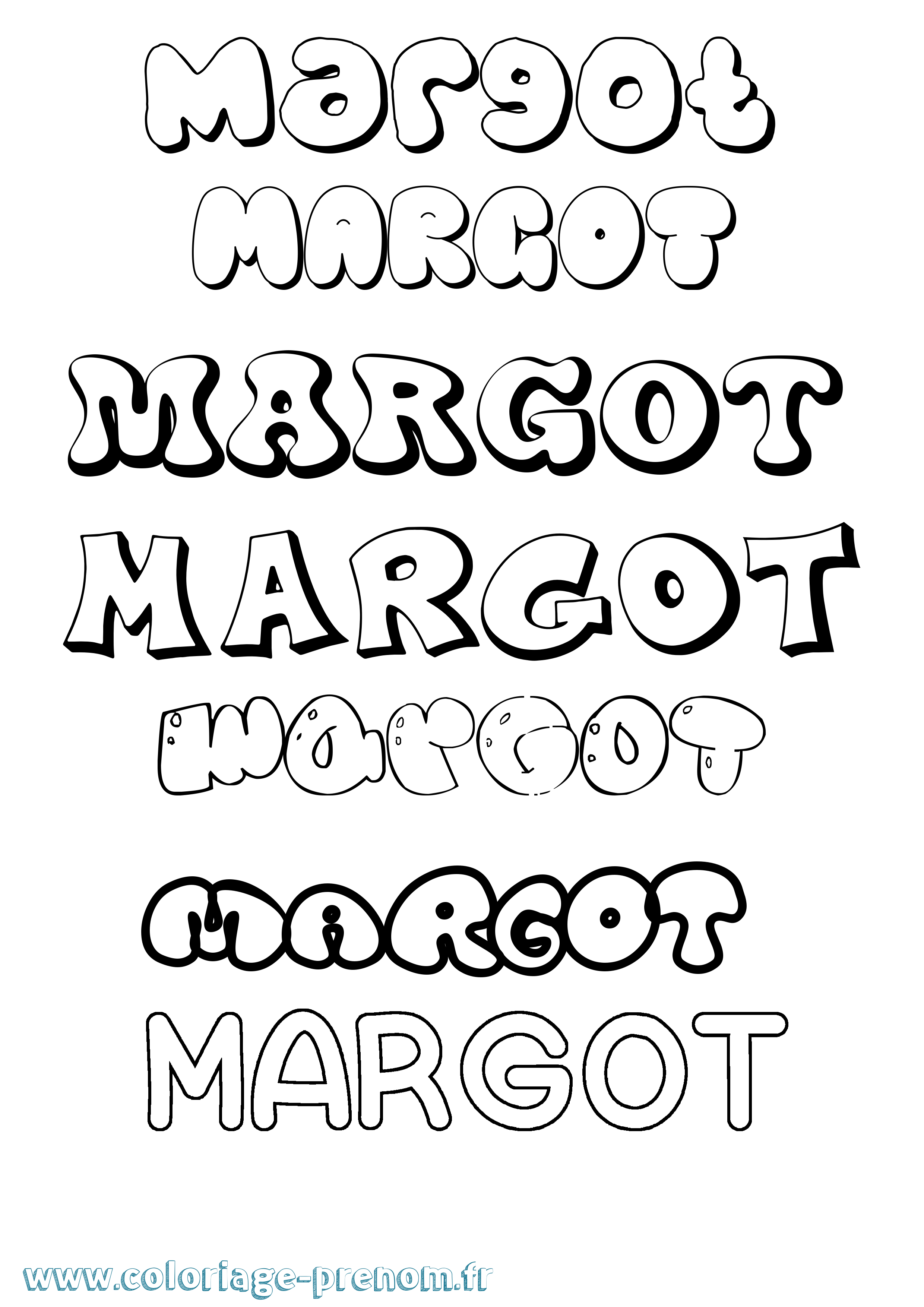 Coloriage prénom Margot Bubble