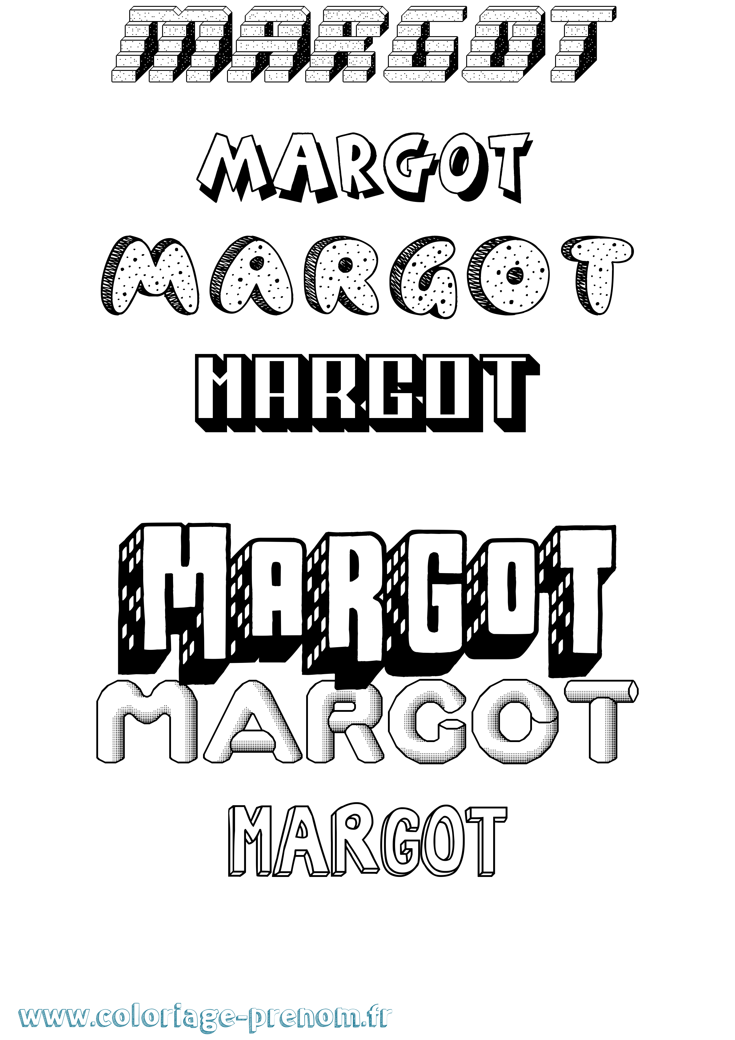 Coloriage prénom Margot Effet 3D